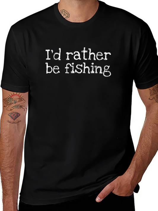 Id Rather Be Fishing Black T-Shirt