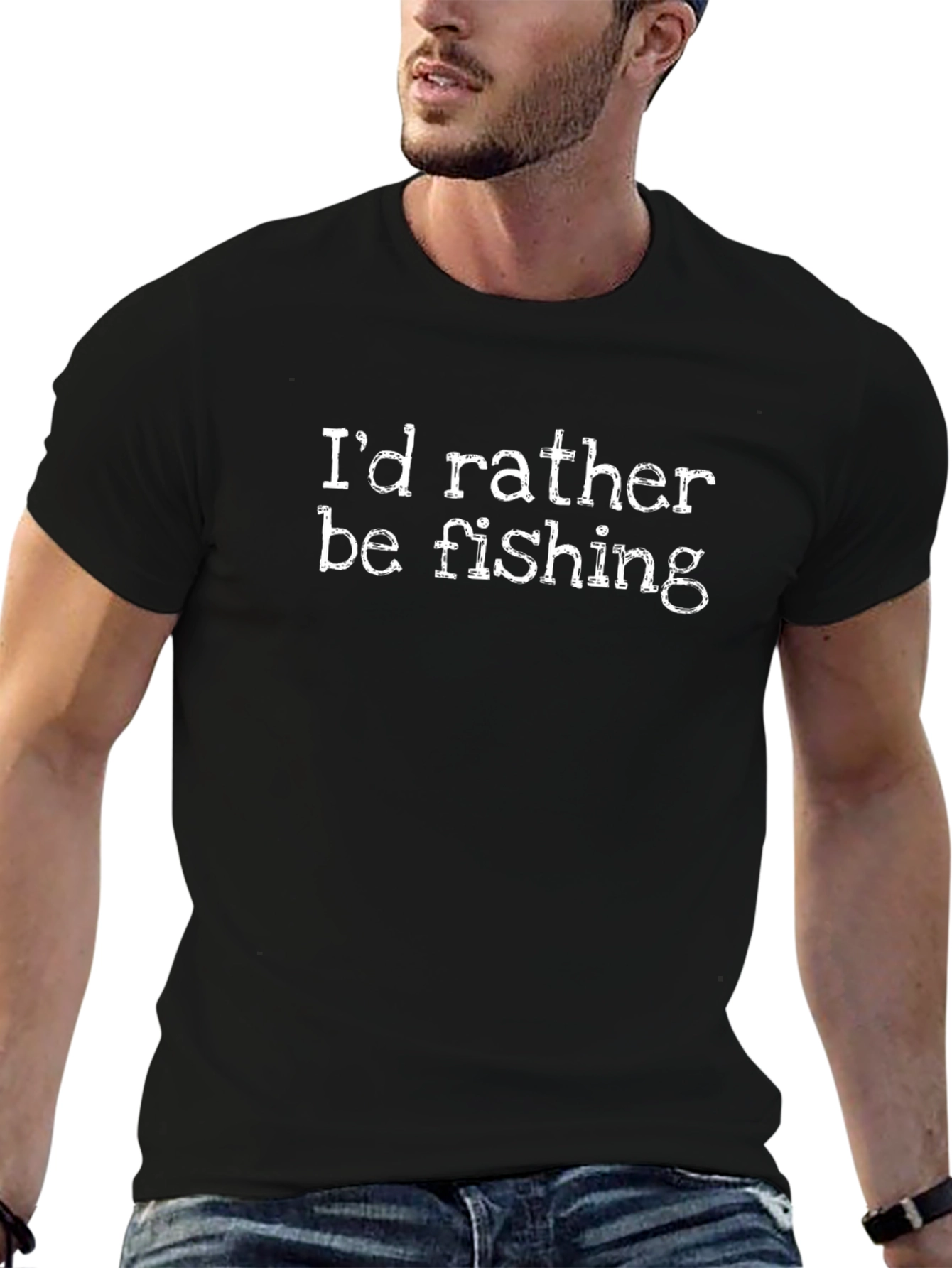 Id Rather Be Fishing Black T-Shirt