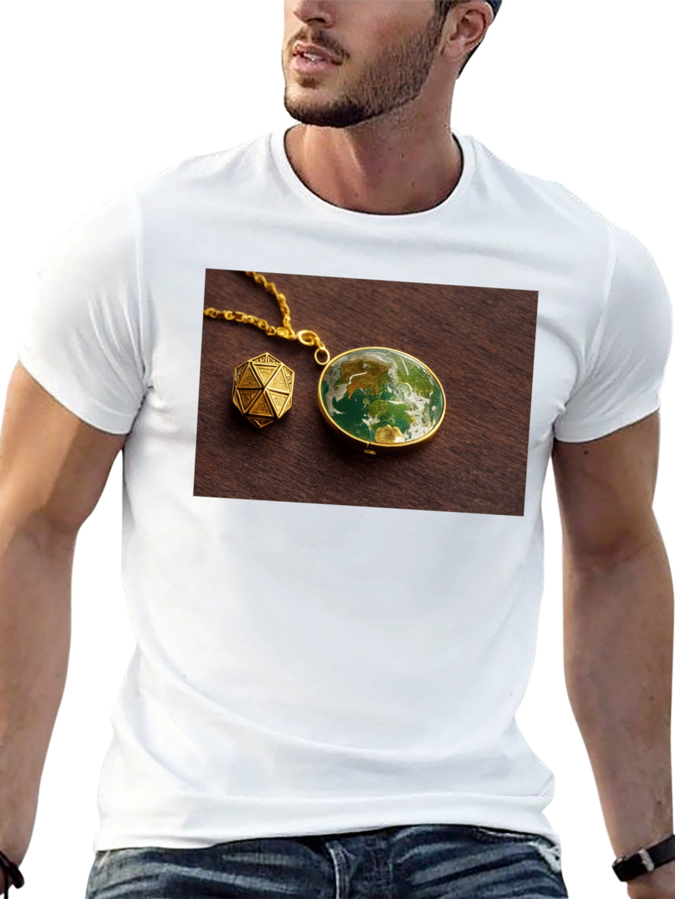 Earth Globe Pendant Graphic Tee - Unique Design!