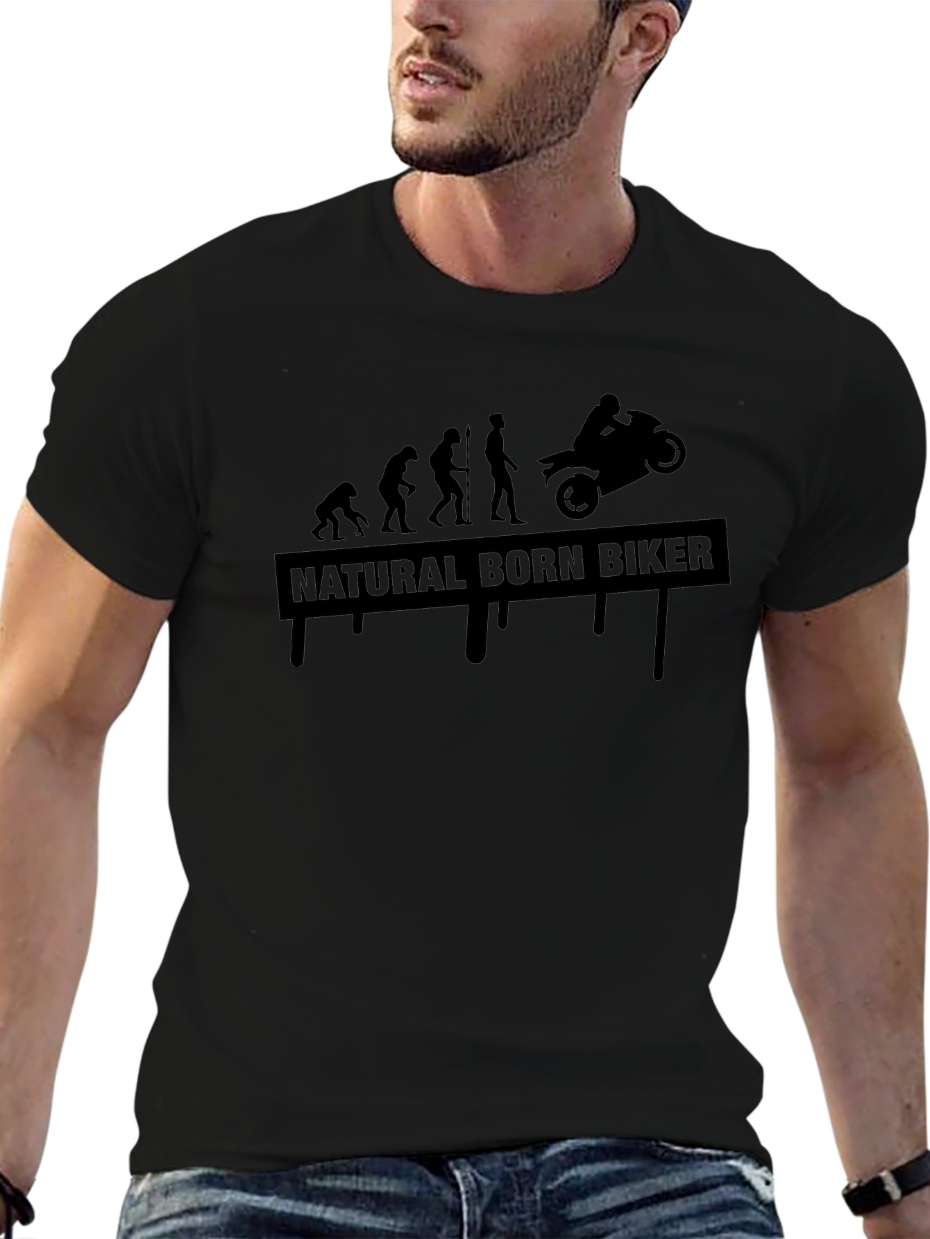 Natural Born Biker Evolution T-Shirt - Black