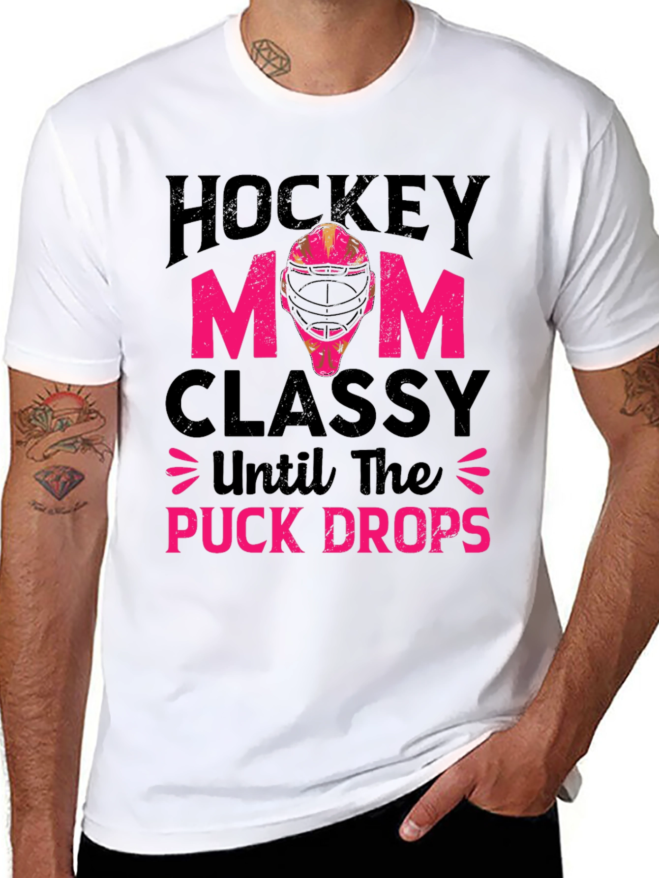 Hockey Mom T-Shirt - Classy Until The Puck Drops