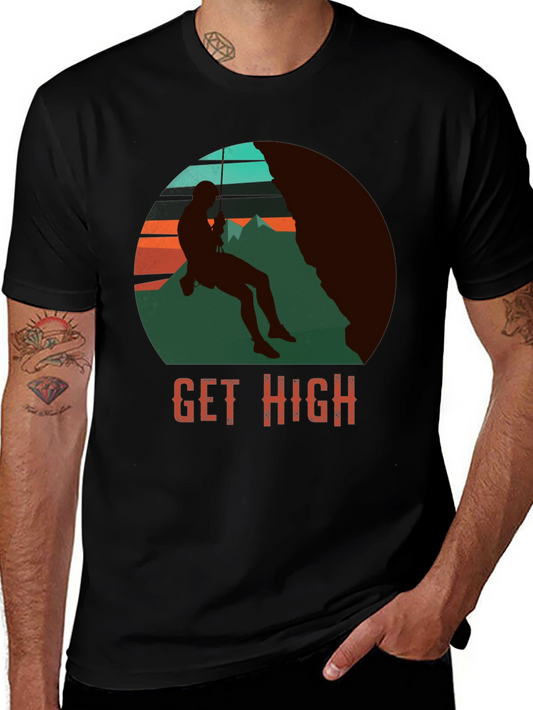 Get High Rock Climbing Graphic T-Shirt