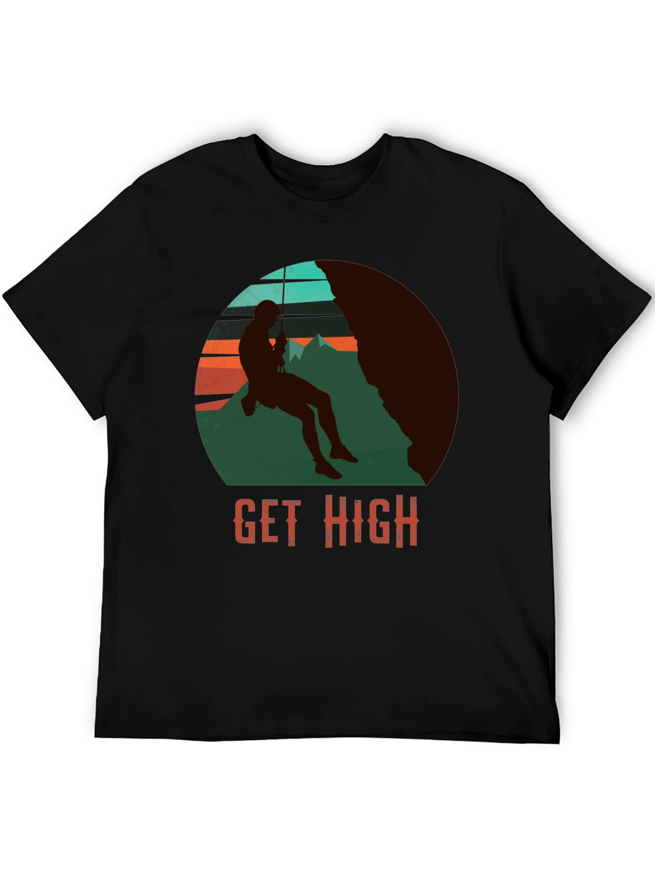 Get High Rock Climbing Graphic T-Shirt