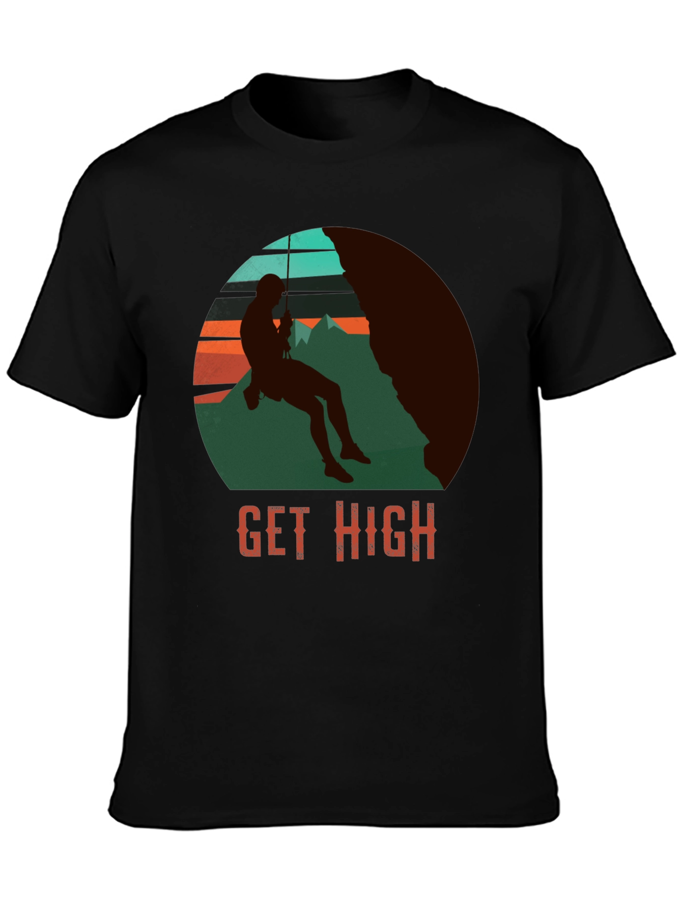 Get High Rock Climbing Graphic T-Shirt