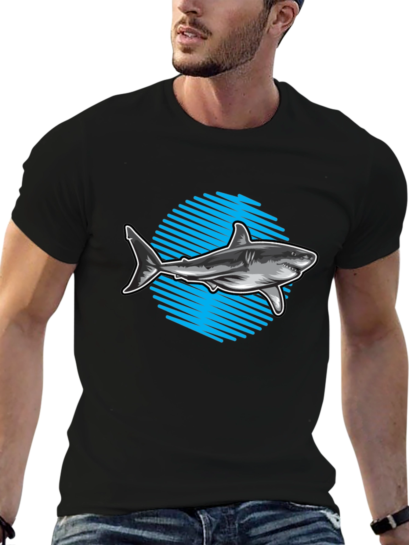 Shark Graphic Tee - Mens Black T-Shirt