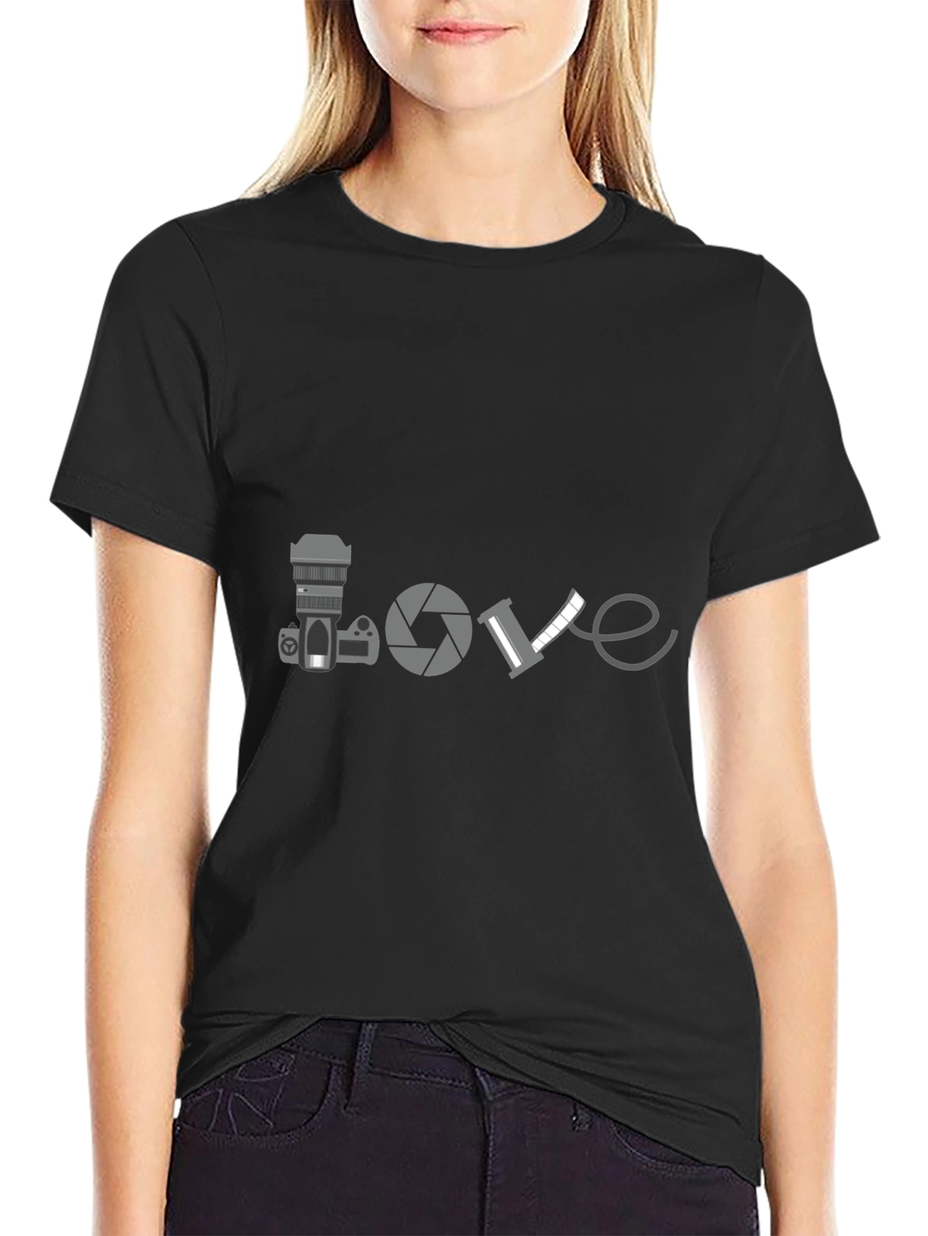 Photographer Love T-Shirt - Black Crew Neck Tee