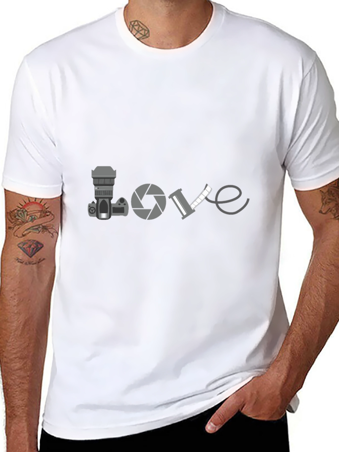 Photographer Love T-Shirt - Black Crew Neck Tee