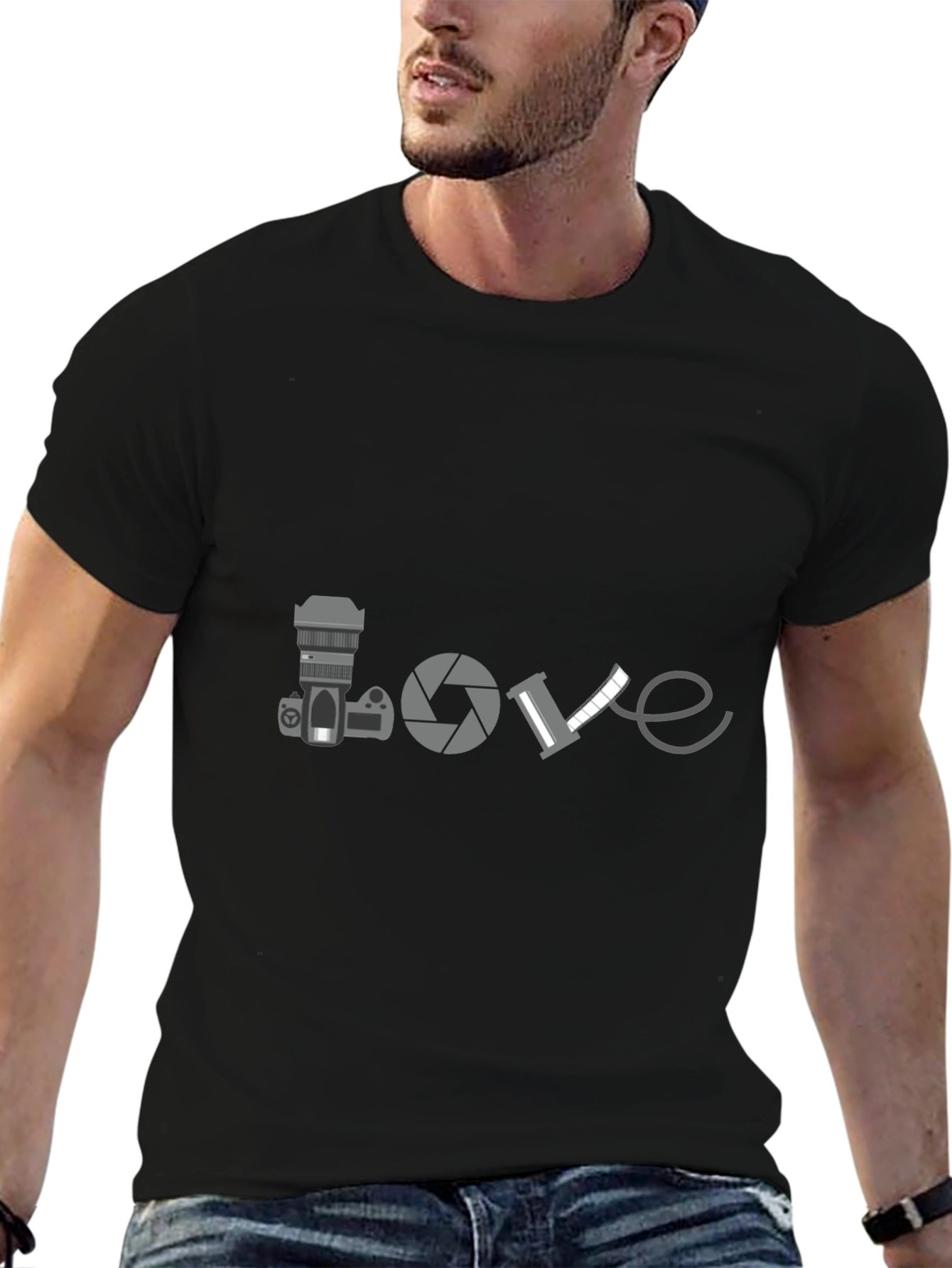 Photographer Love T-Shirt - Black Crew Neck Tee