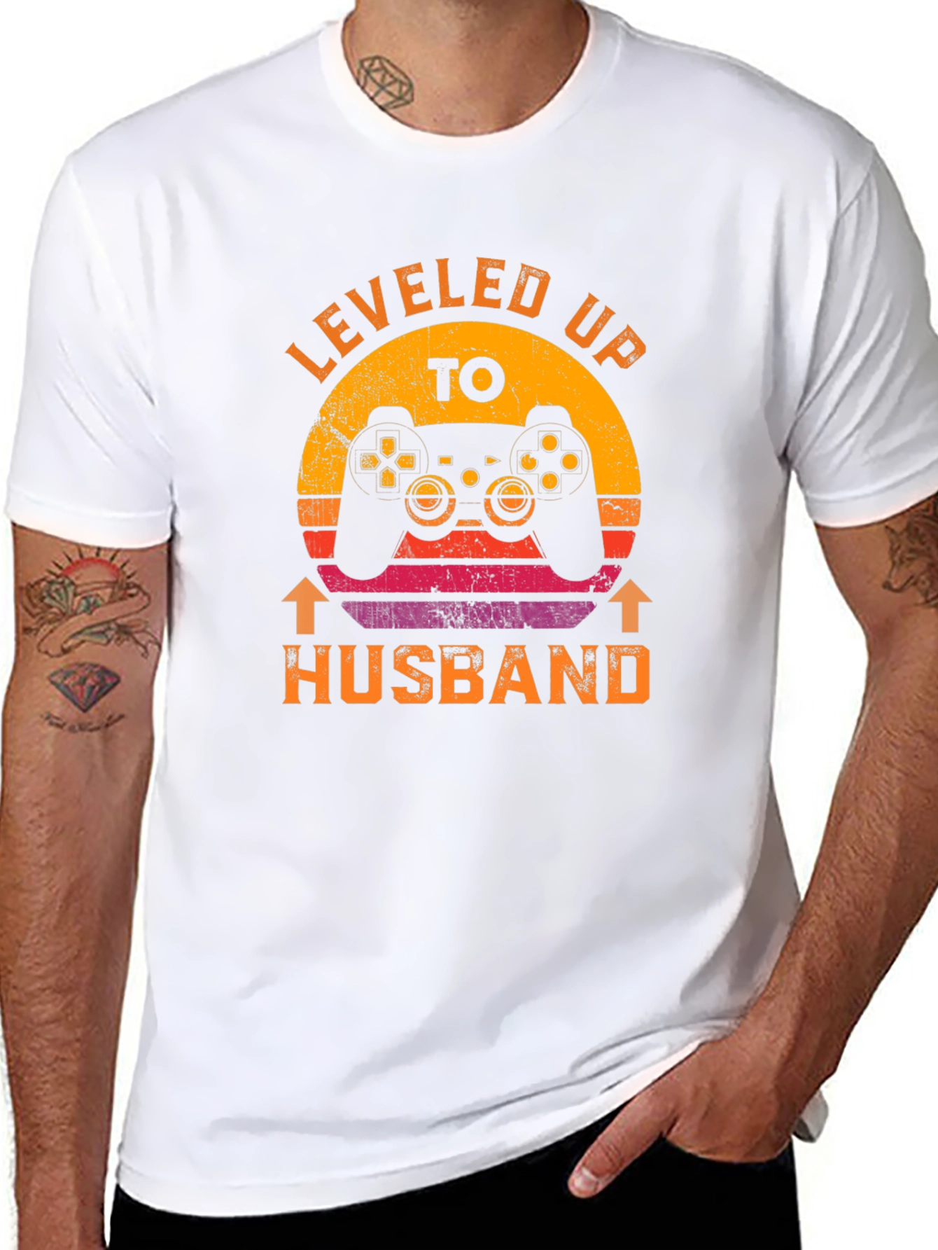 Leveled Up to Husband T-Shirt Gamer Gift