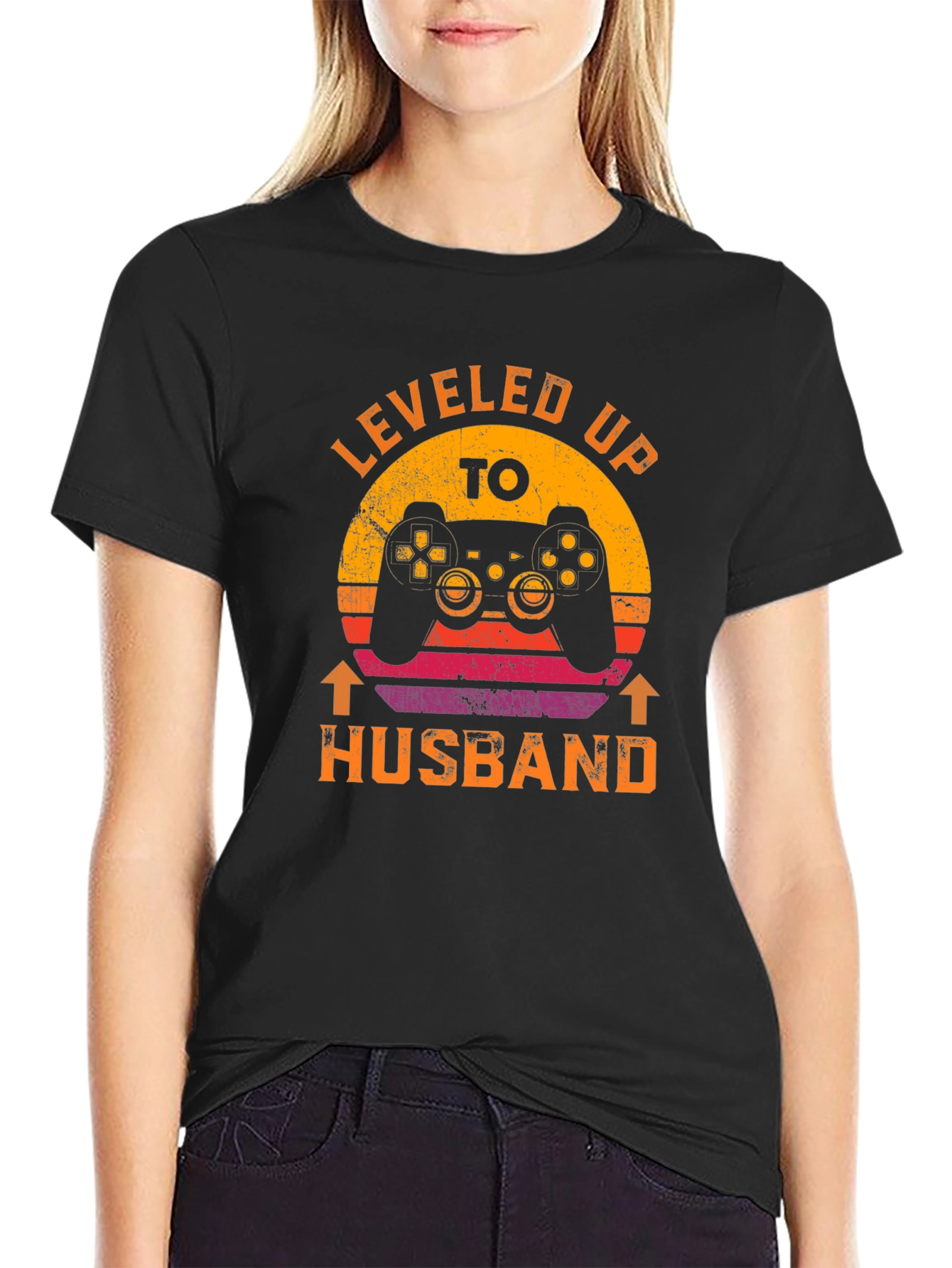 Leveled Up to Husband T-Shirt Gamer Gift