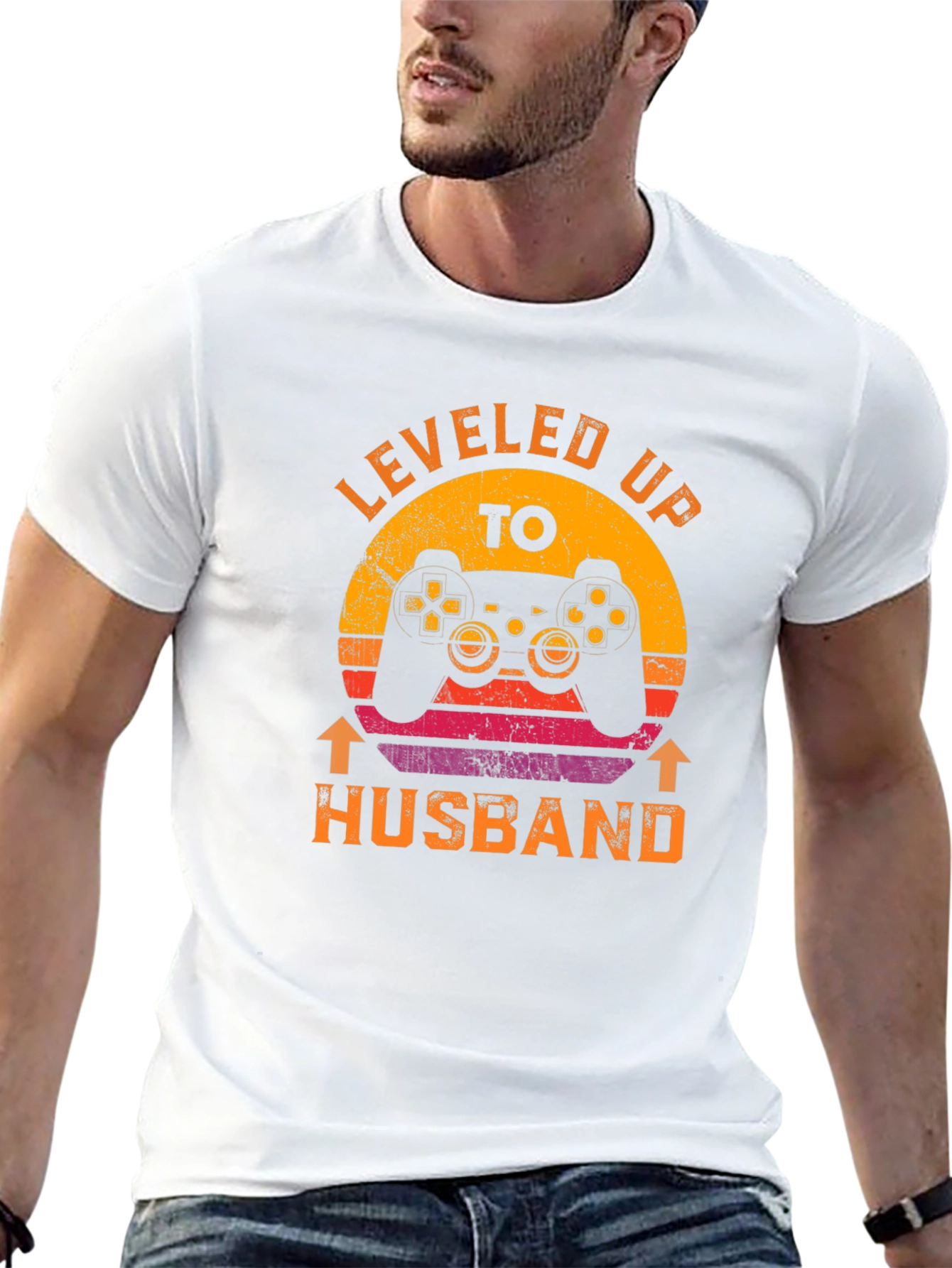 Leveled Up to Husband T-Shirt Gamer Gift