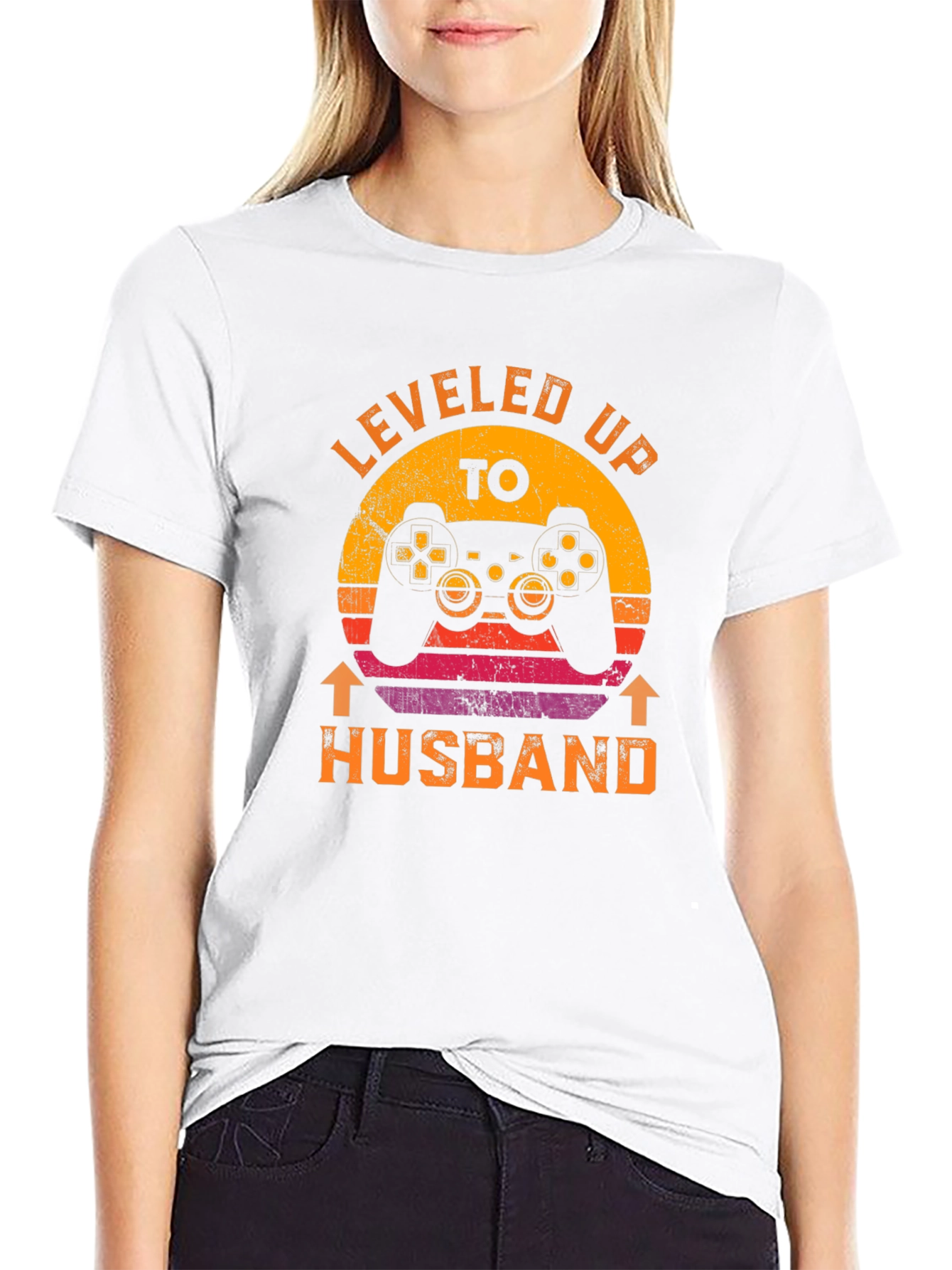 Leveled Up to Husband T-Shirt Gamer Gift
