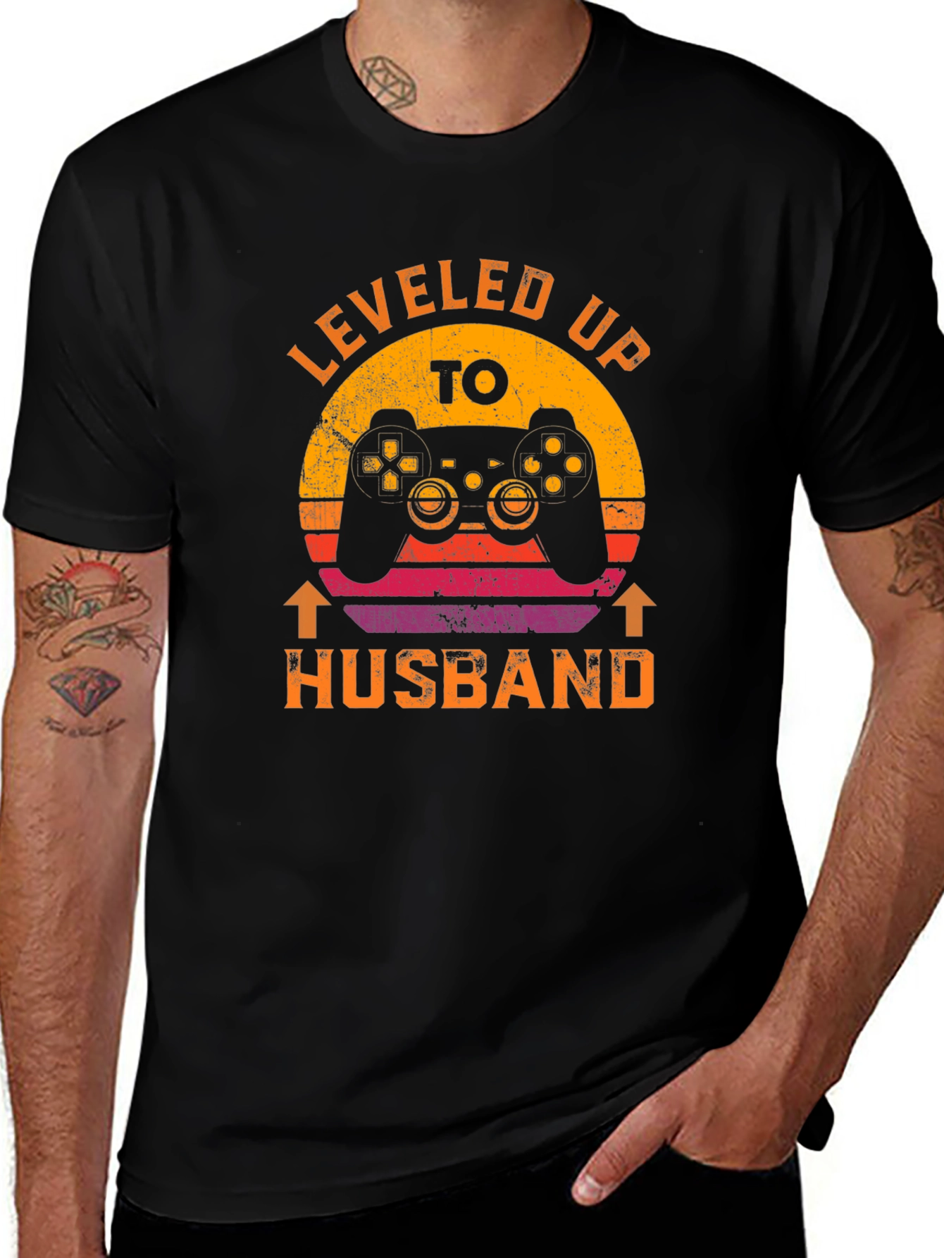 Leveled Up to Husband T-Shirt Gamer Gift