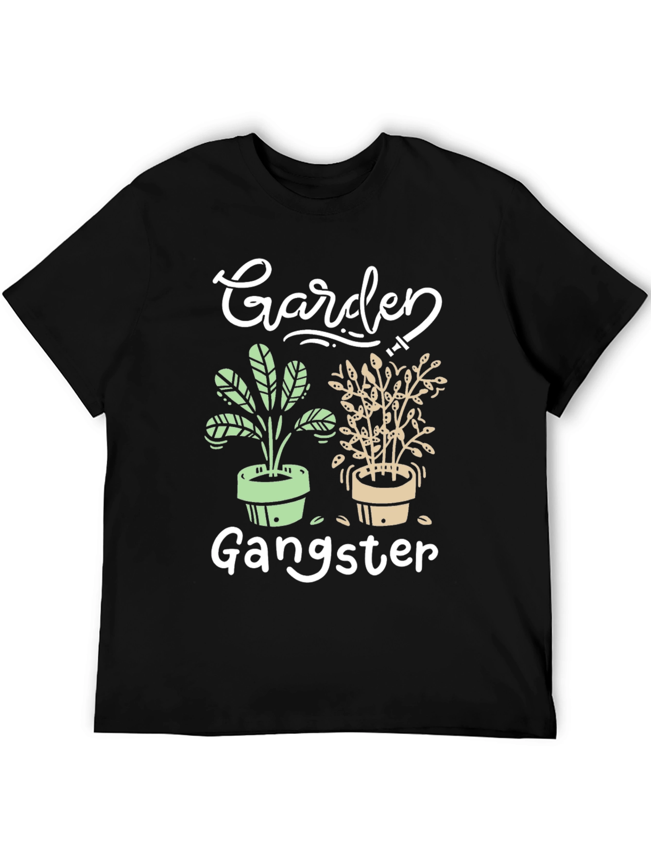 Garden Gangster Graphic Tee - Black Cotton T-Shirt