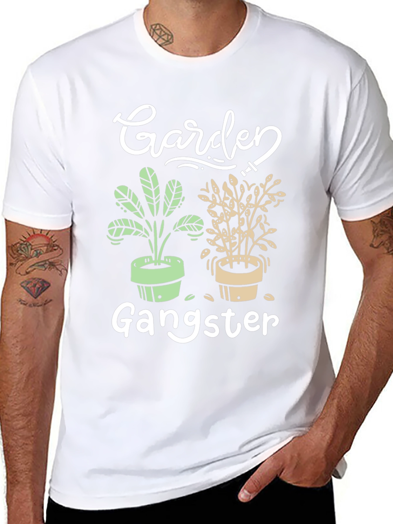 Garden Gangster Graphic Tee - Black Cotton T-Shirt