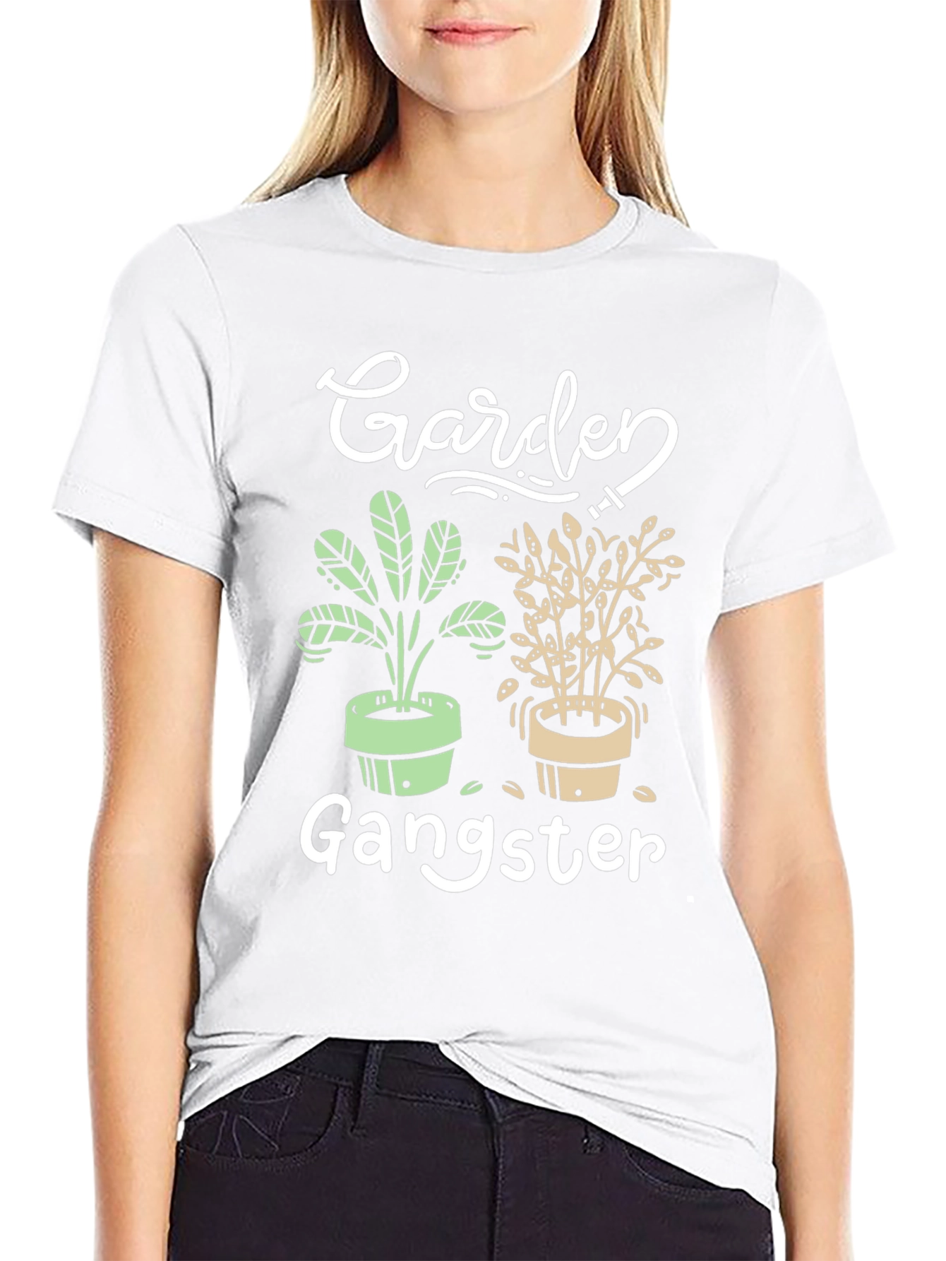 Garden Gangster Graphic Tee - Black Cotton T-Shirt