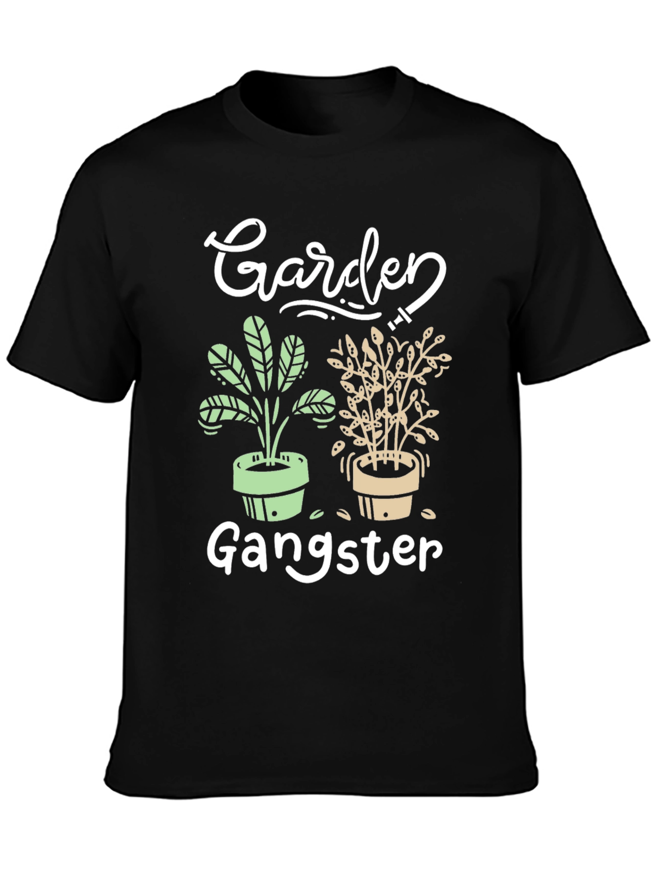 Garden Gangster Graphic Tee - Black Cotton T-Shirt