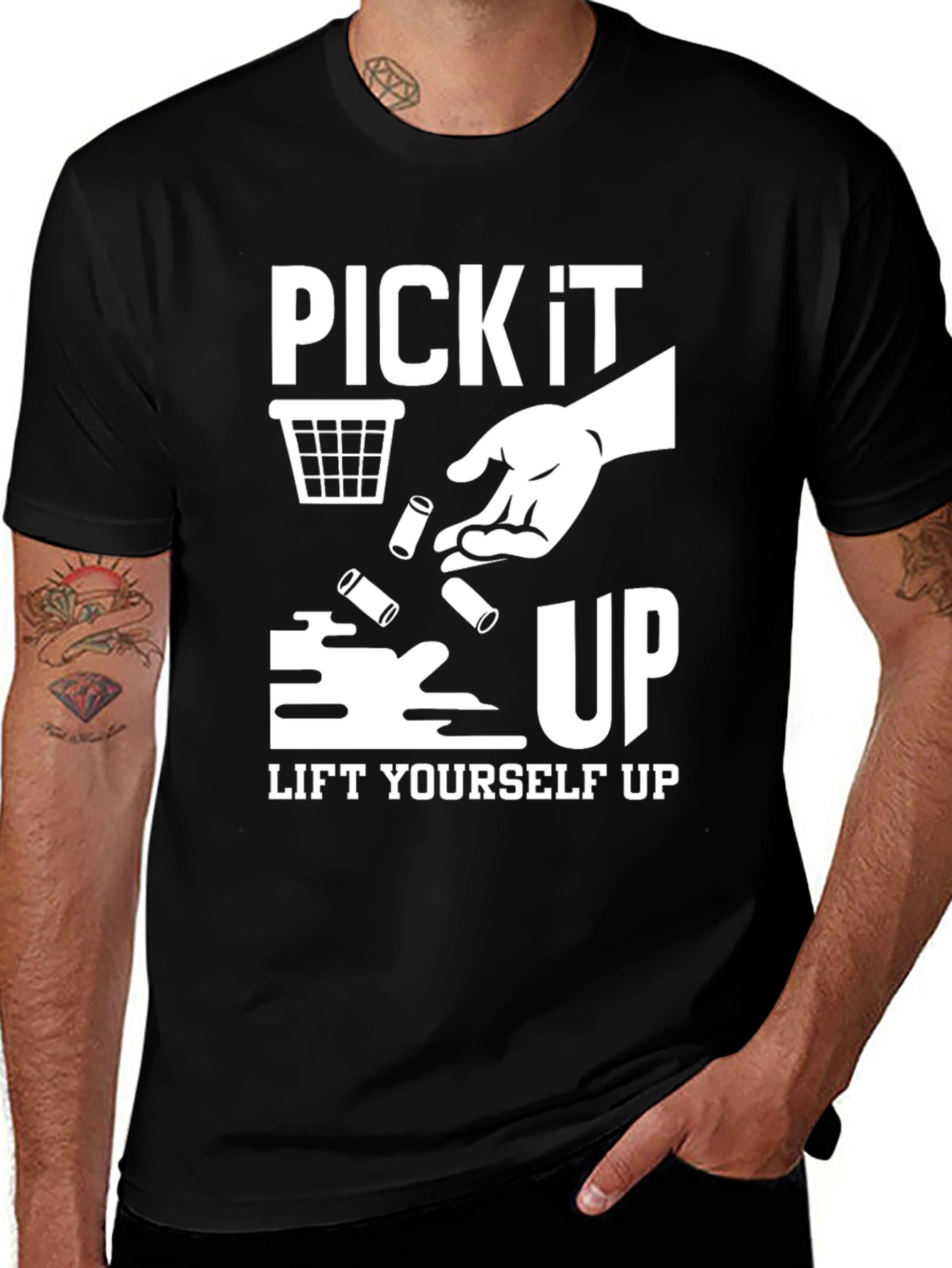 Pick It Up! Graphic Print Black T-Shirt