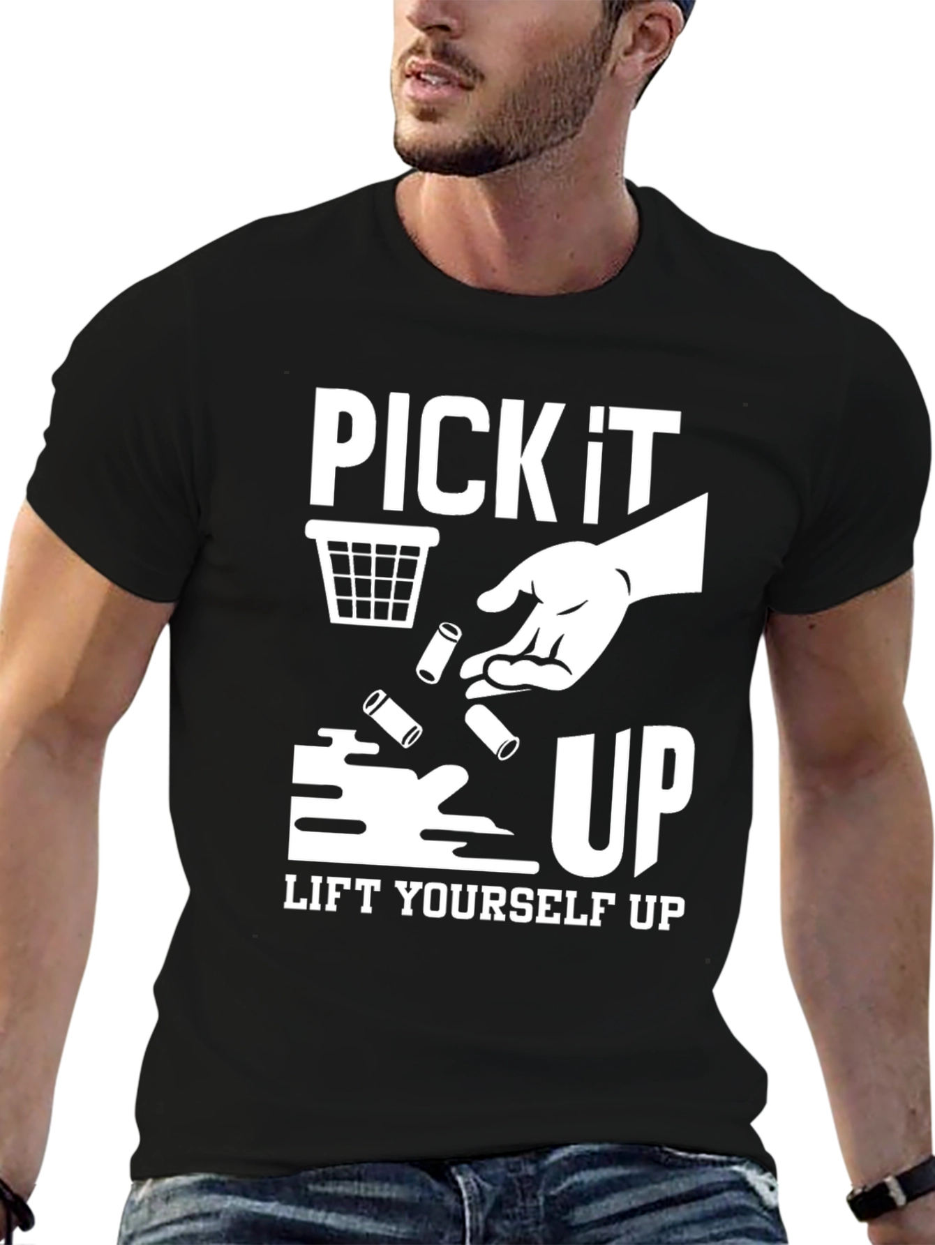 Pick It Up! Graphic Print Black T-Shirt