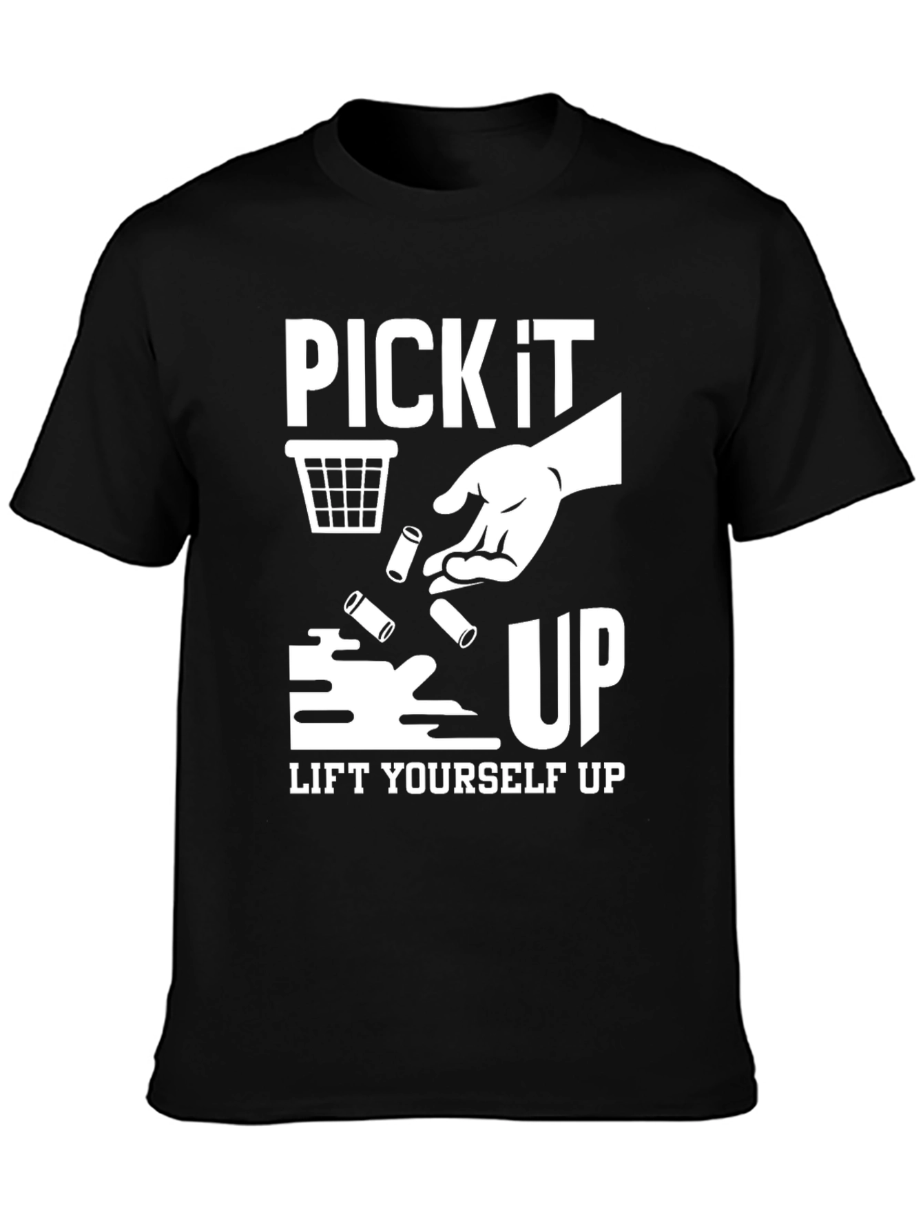 Pick It Up! Graphic Print Black T-Shirt