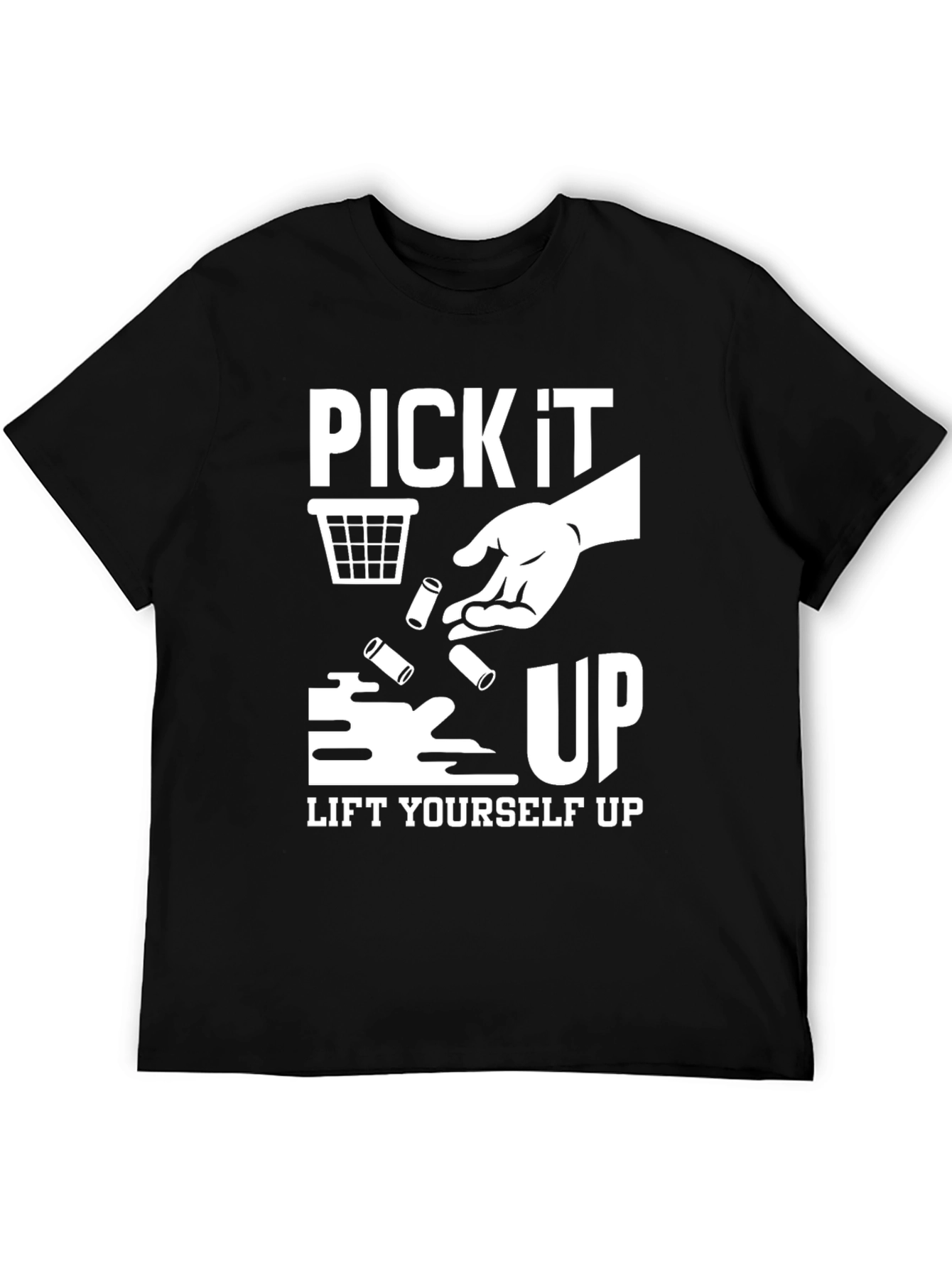Pick It Up! Graphic Print Black T-Shirt