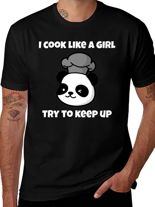 Cook Like A Girl Panda Chef T-Shirt