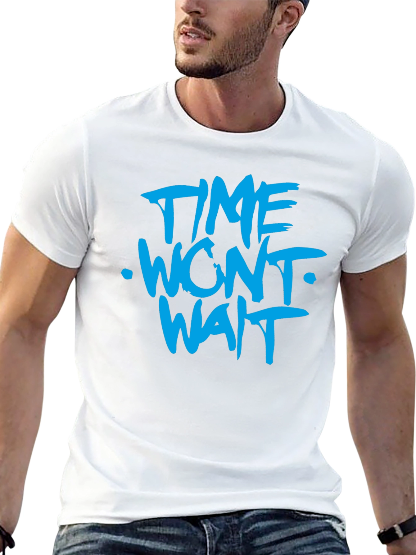 Time Wont Wait Graphic T-Shirt - Bold Blue Print