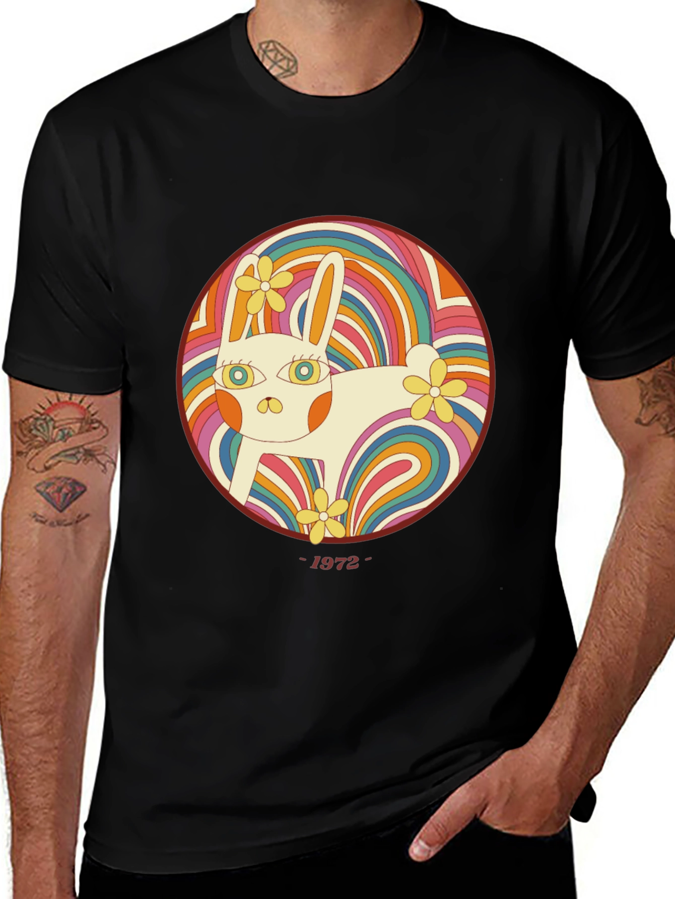Retro Rabbit Graphic T-Shirt - 1972 Style