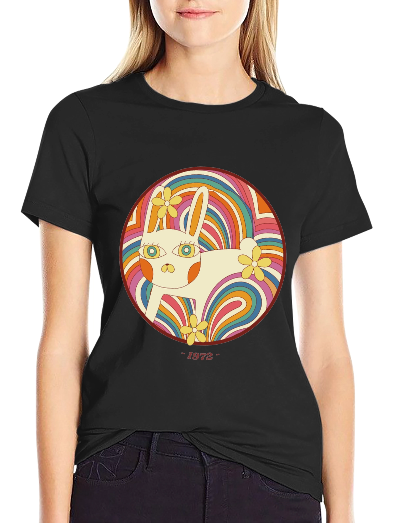 Retro Rabbit Graphic T-Shirt - 1972 Style