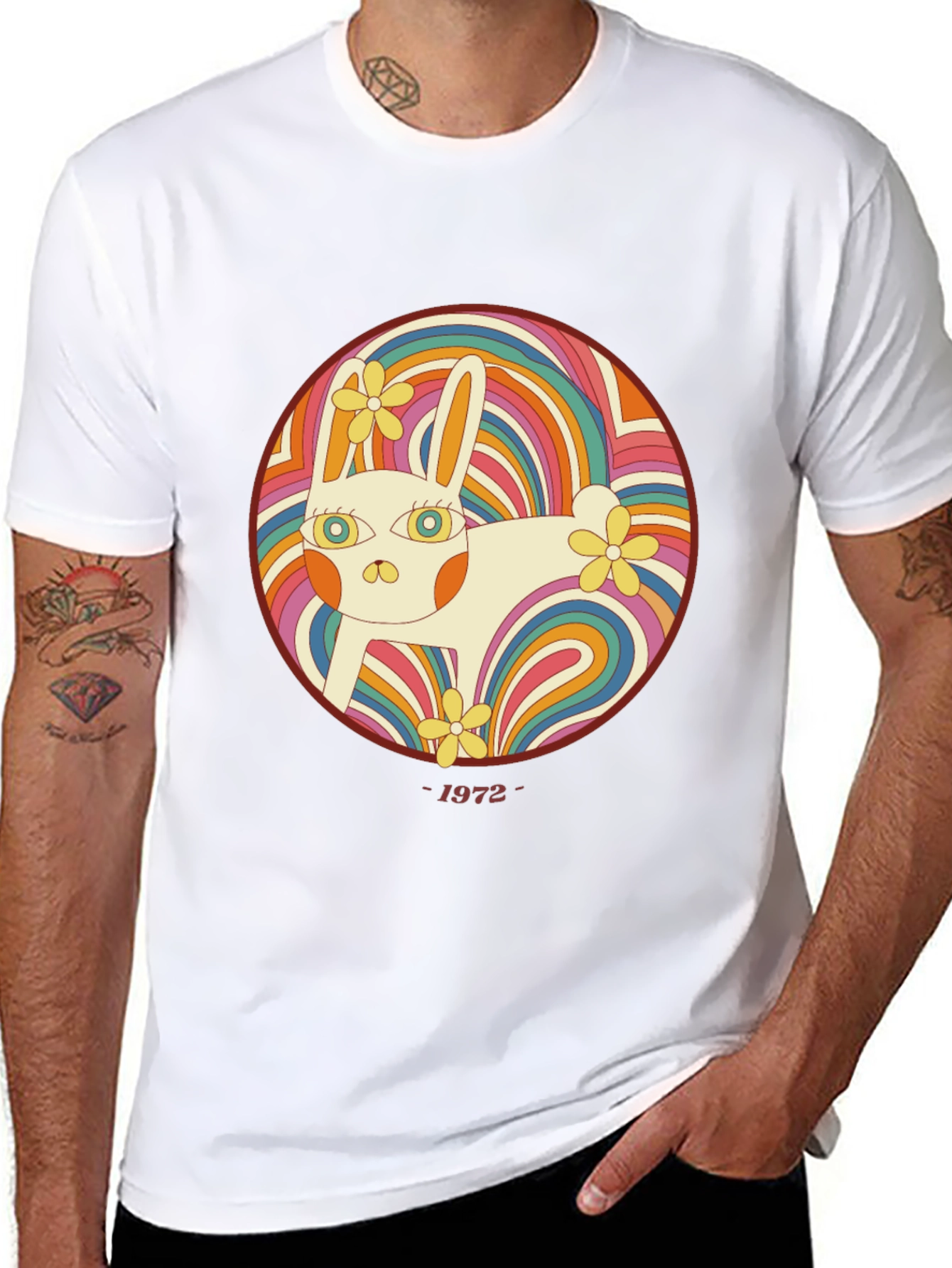 Retro Rabbit Graphic T-Shirt - 1972 Style