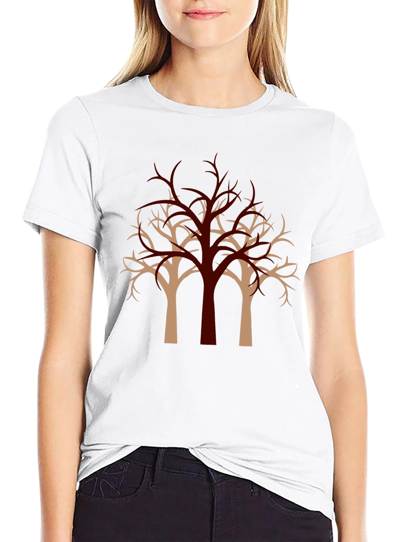 Modern Tree Graphic Black T-Shirt