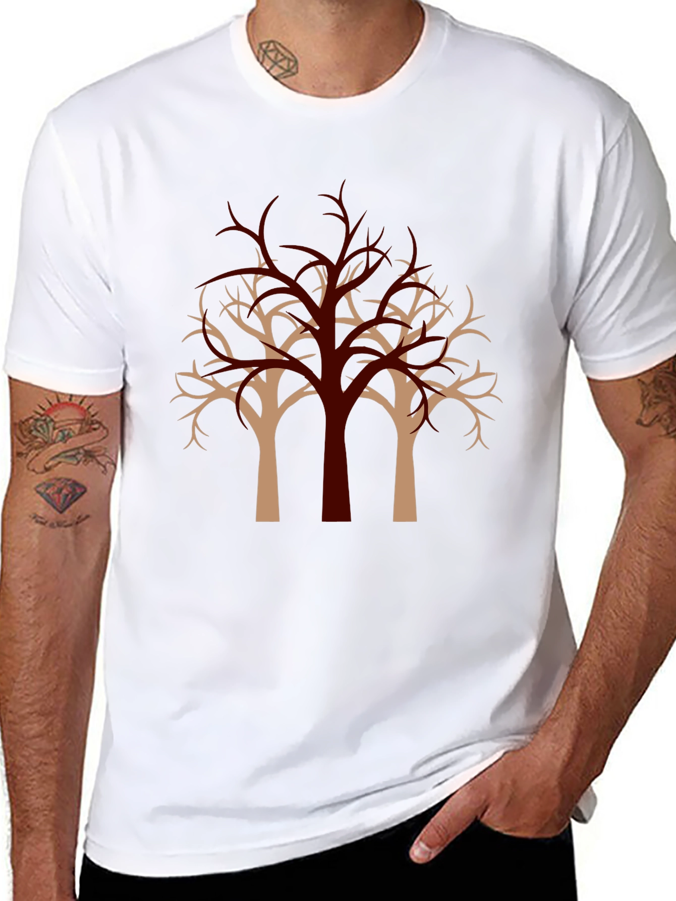 Modern Tree Graphic Black T-Shirt