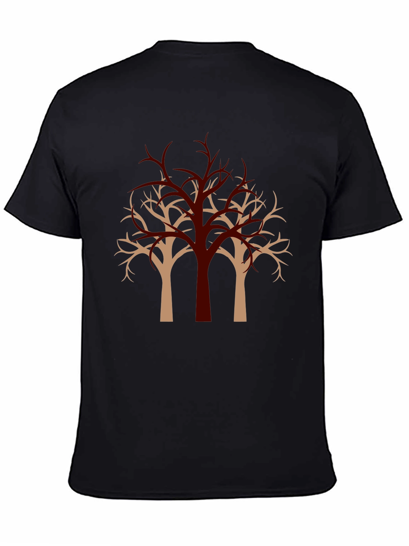 Modern Tree Graphic Black T-Shirt