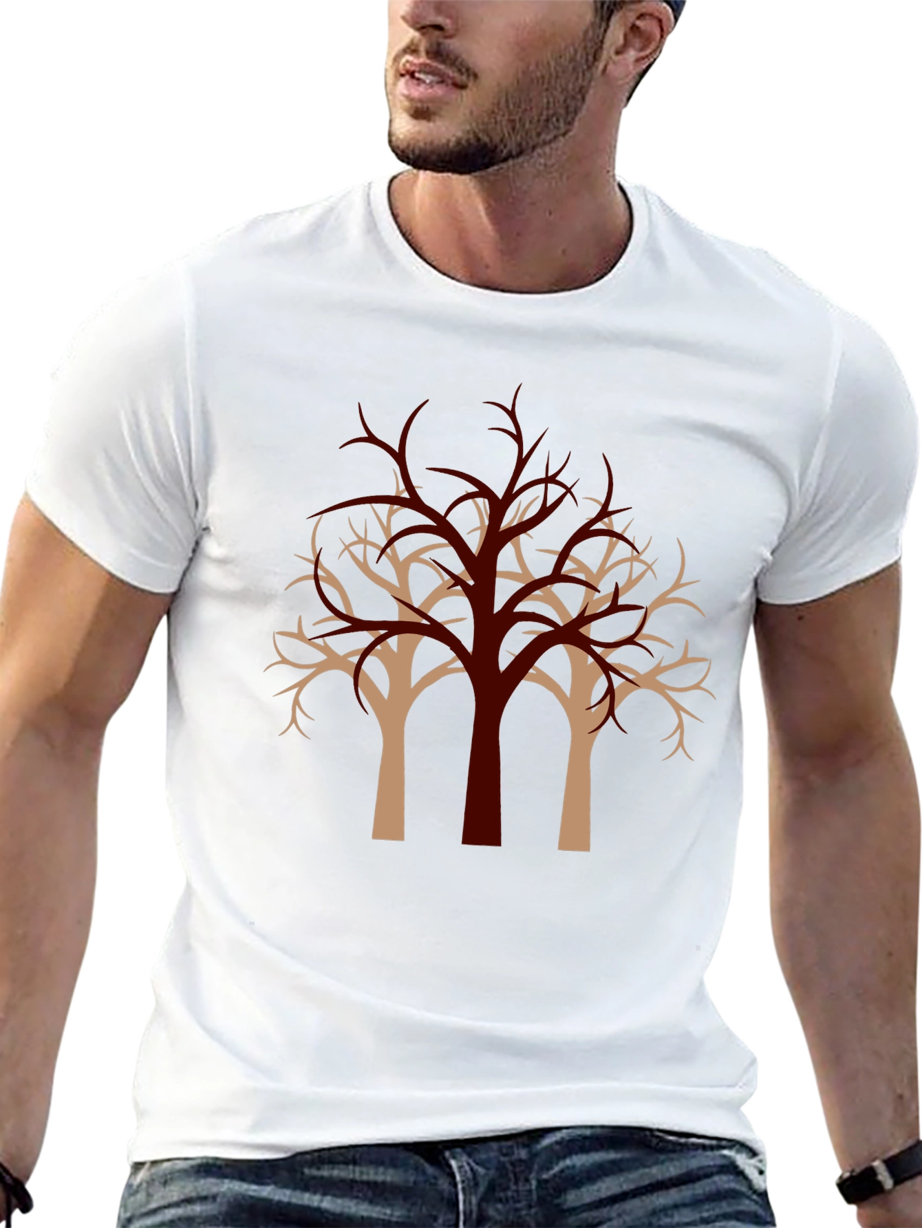 Modern Tree Graphic Black T-Shirt