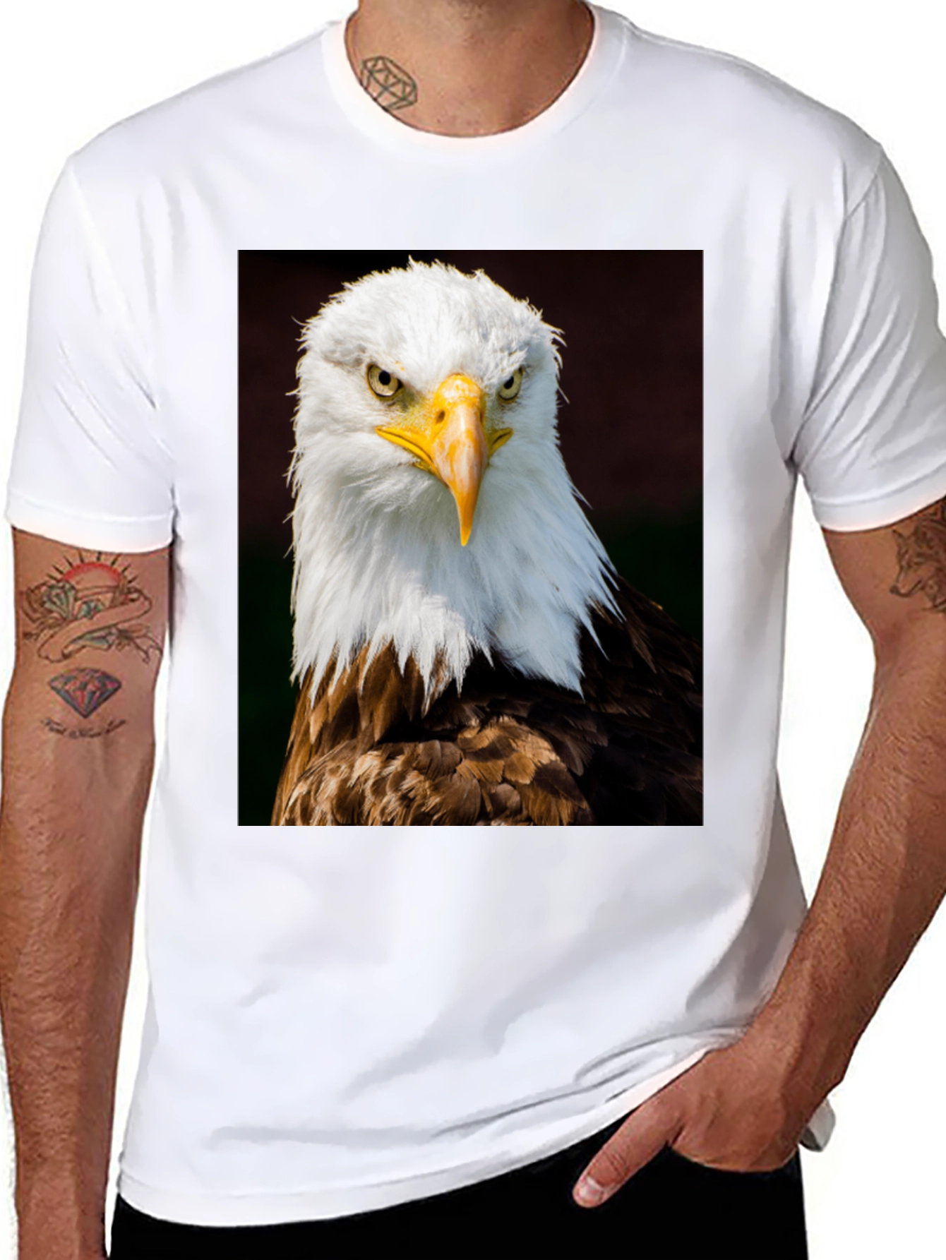 Bald Eagle Graphic Print Black T-Shirt