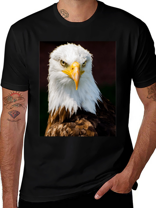 Bald Eagle Graphic Print Black T-Shirt
