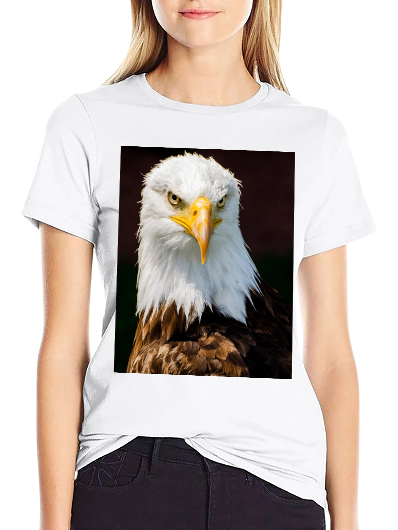 Bald Eagle Graphic Print Black T-Shirt