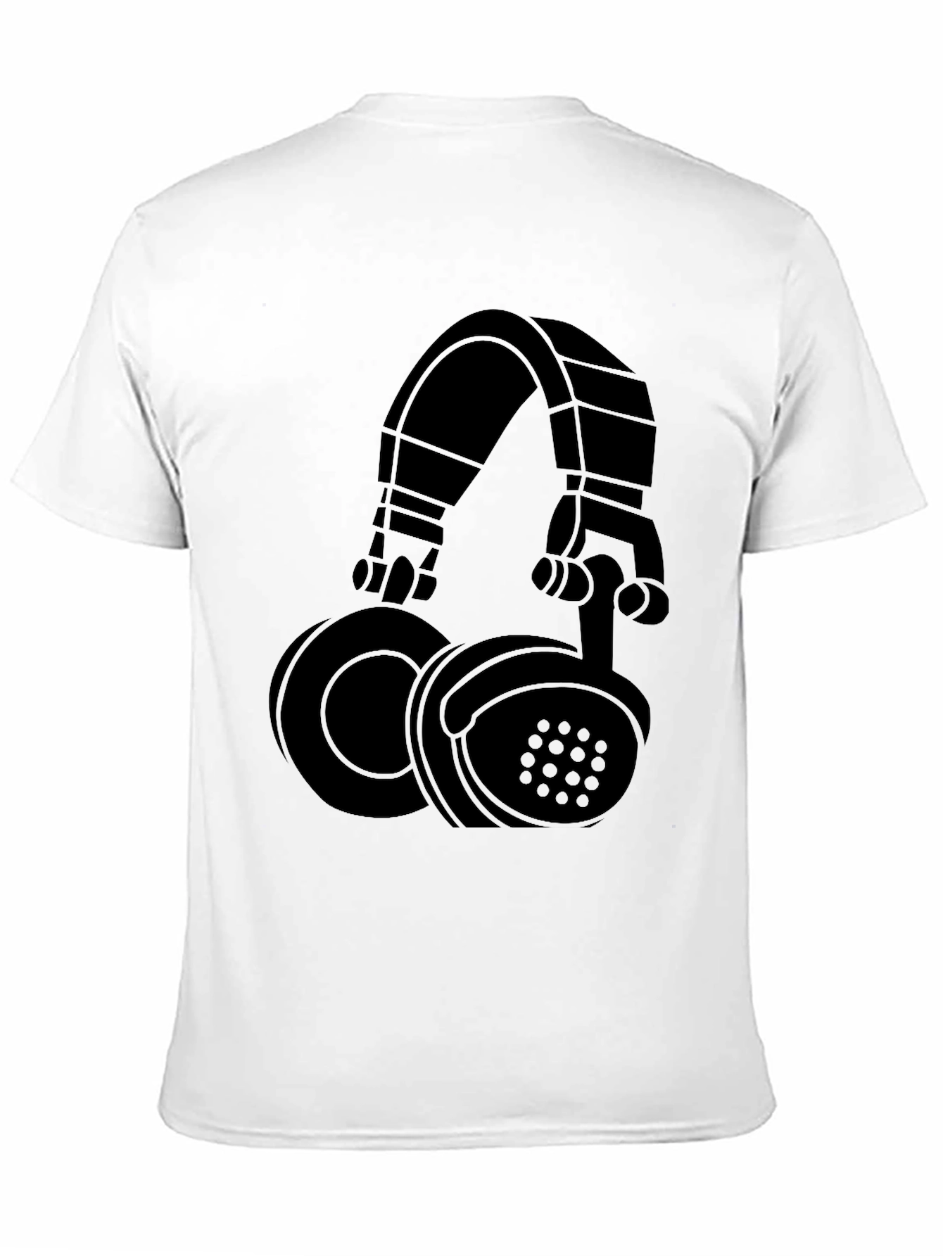 Black Graphic Tee - Headphones Design