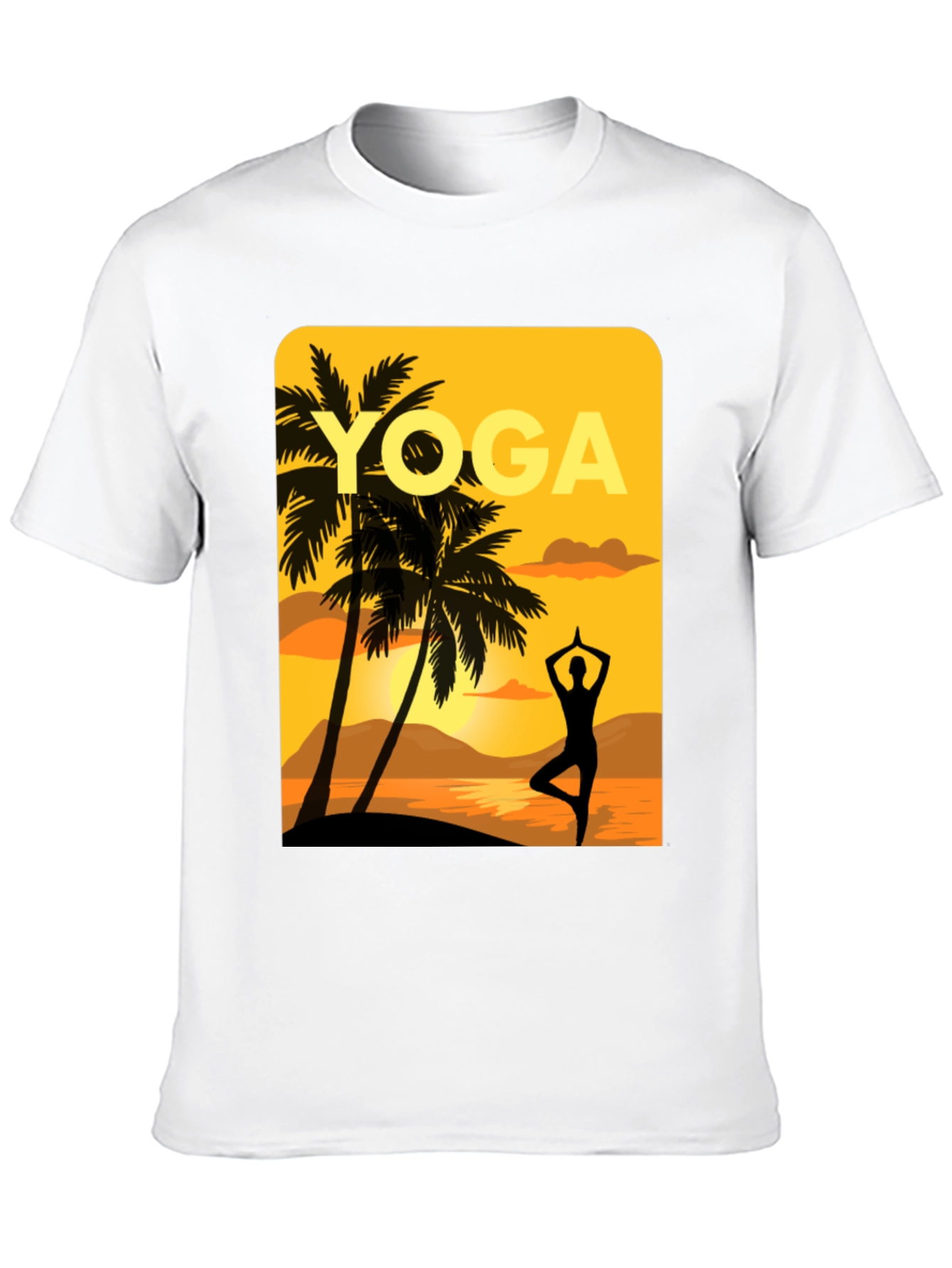 Yoga Sunset Graphic Tee - Relaxed Fit Black T-Shirt