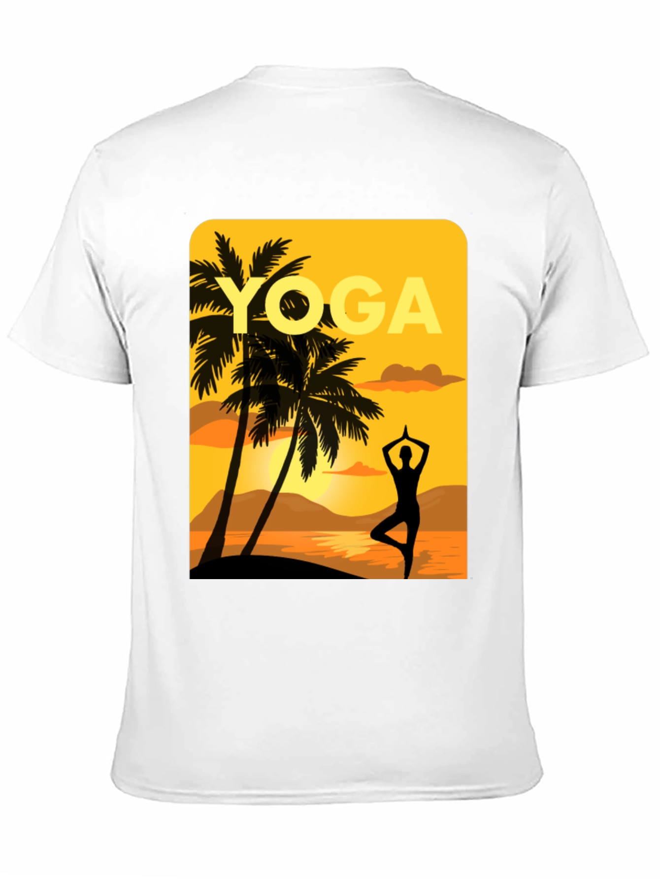 Yoga Sunset Graphic Tee - Relaxed Fit Black T-Shirt