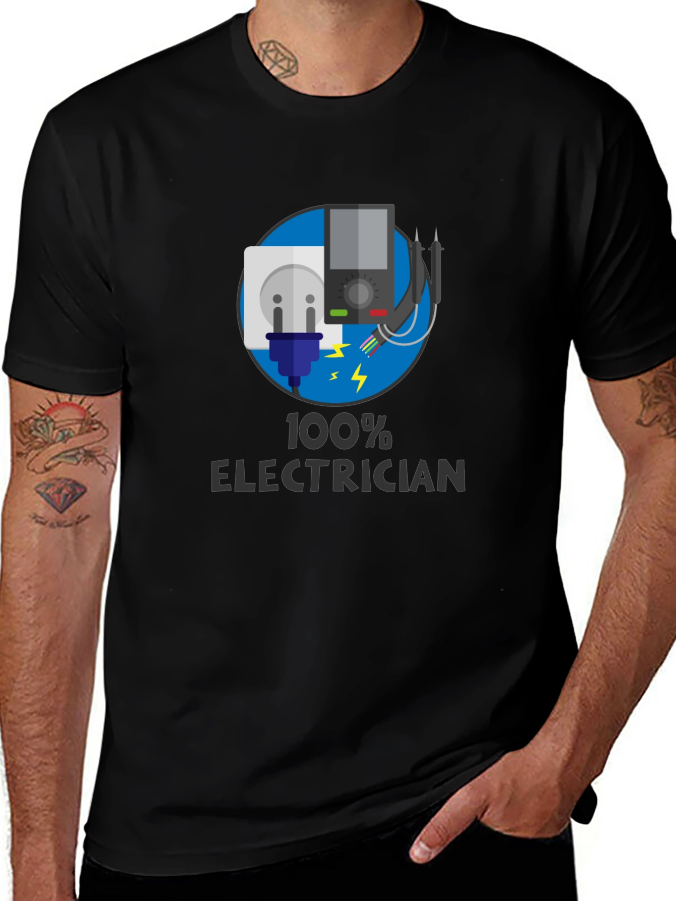 100% Electrician Black T-Shirt