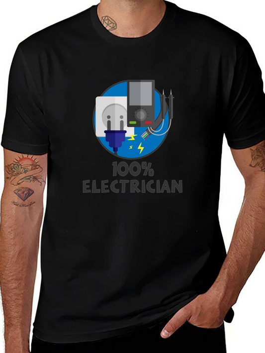 100% Electrician Black T-Shirt