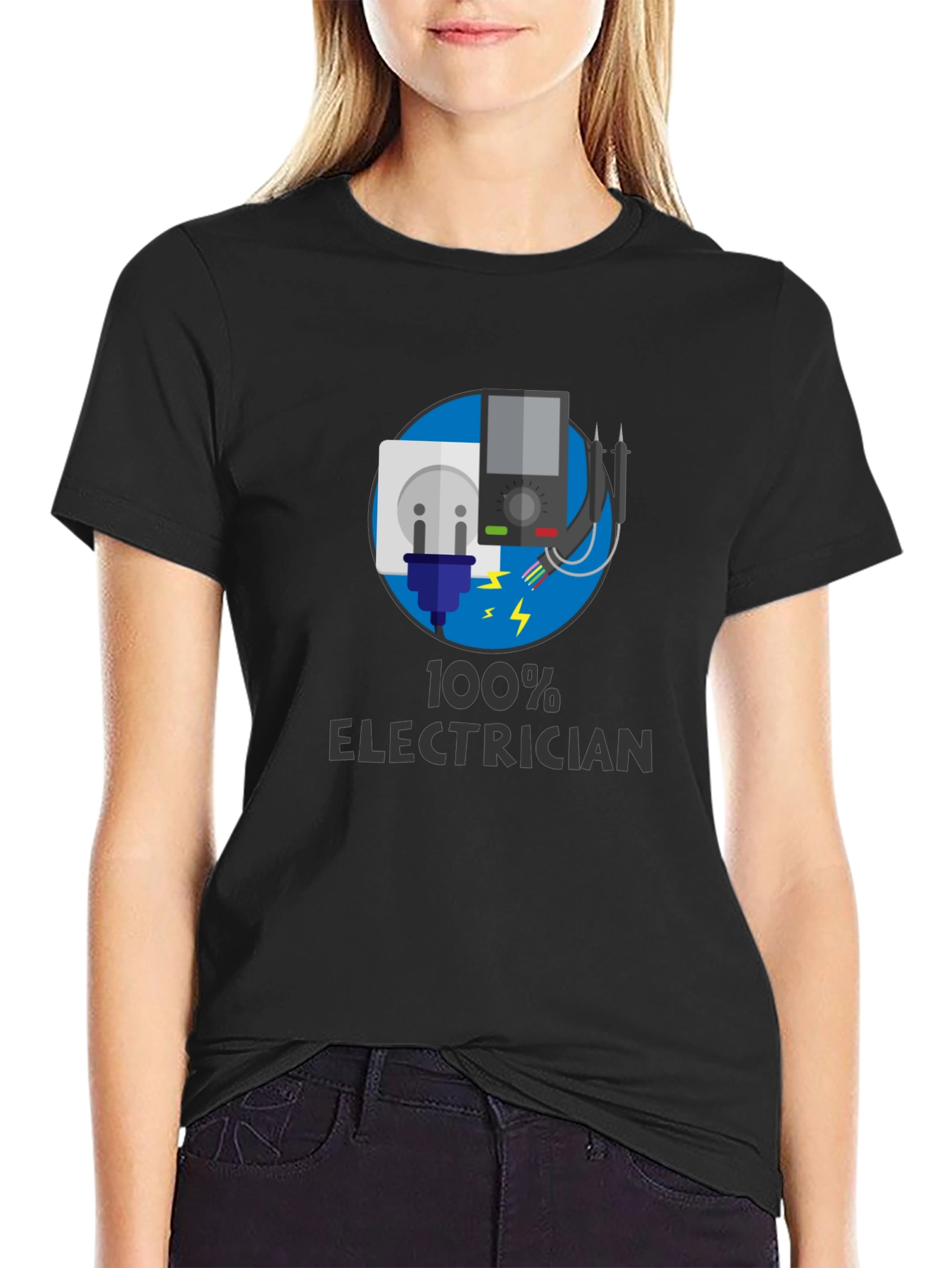 100% Electrician Black T-Shirt
