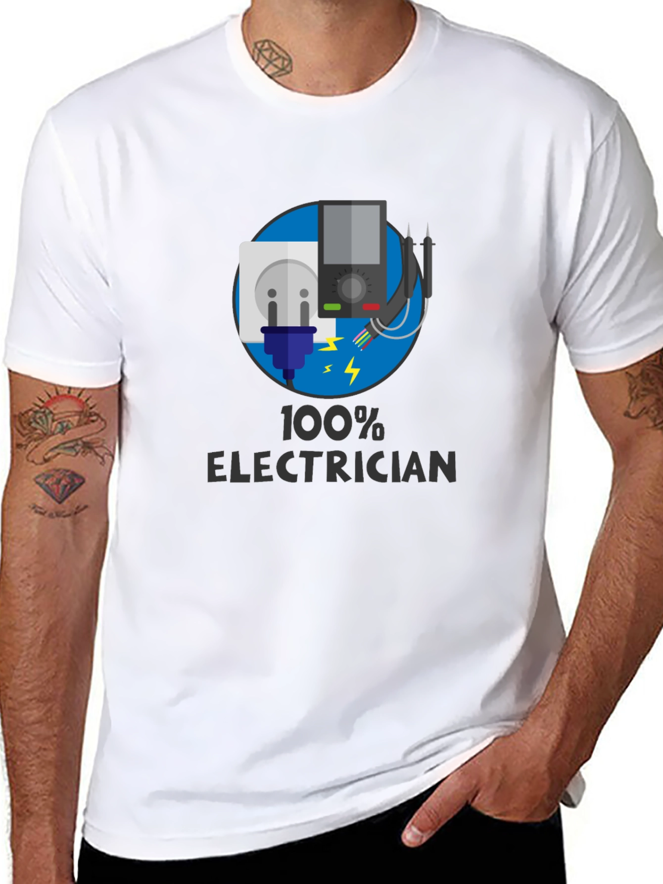 100% Electrician Black T-Shirt