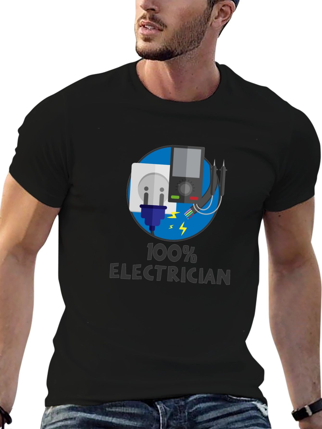 100% Electrician Black T-Shirt