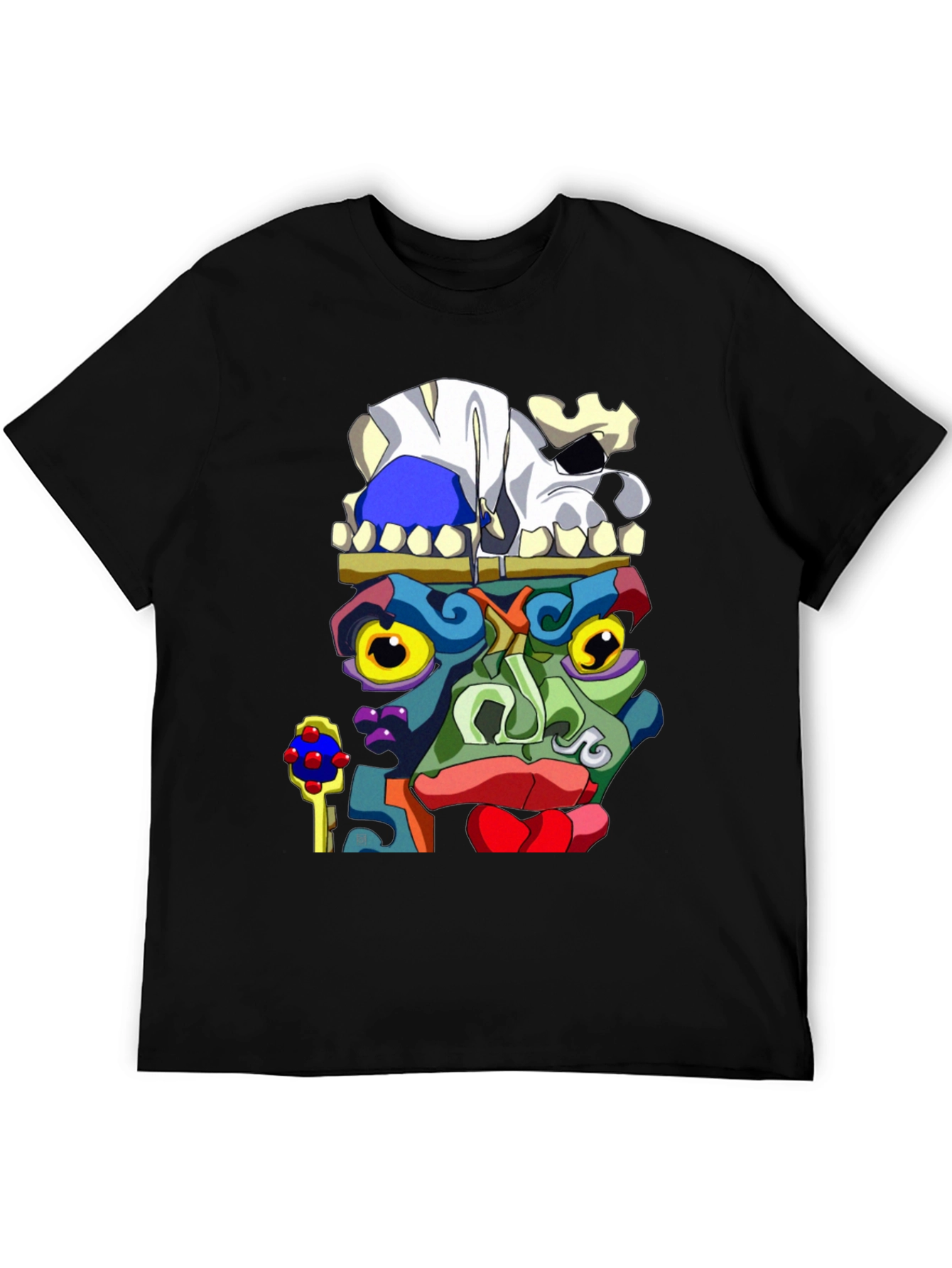 Abstract Face Graphic Black T-Shirt