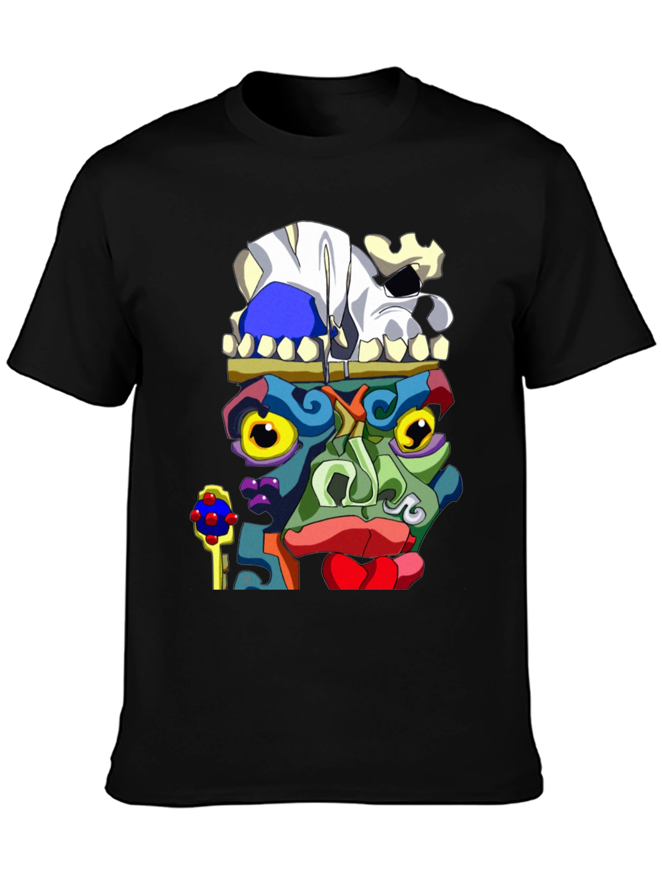 Abstract Face Graphic Black T-Shirt