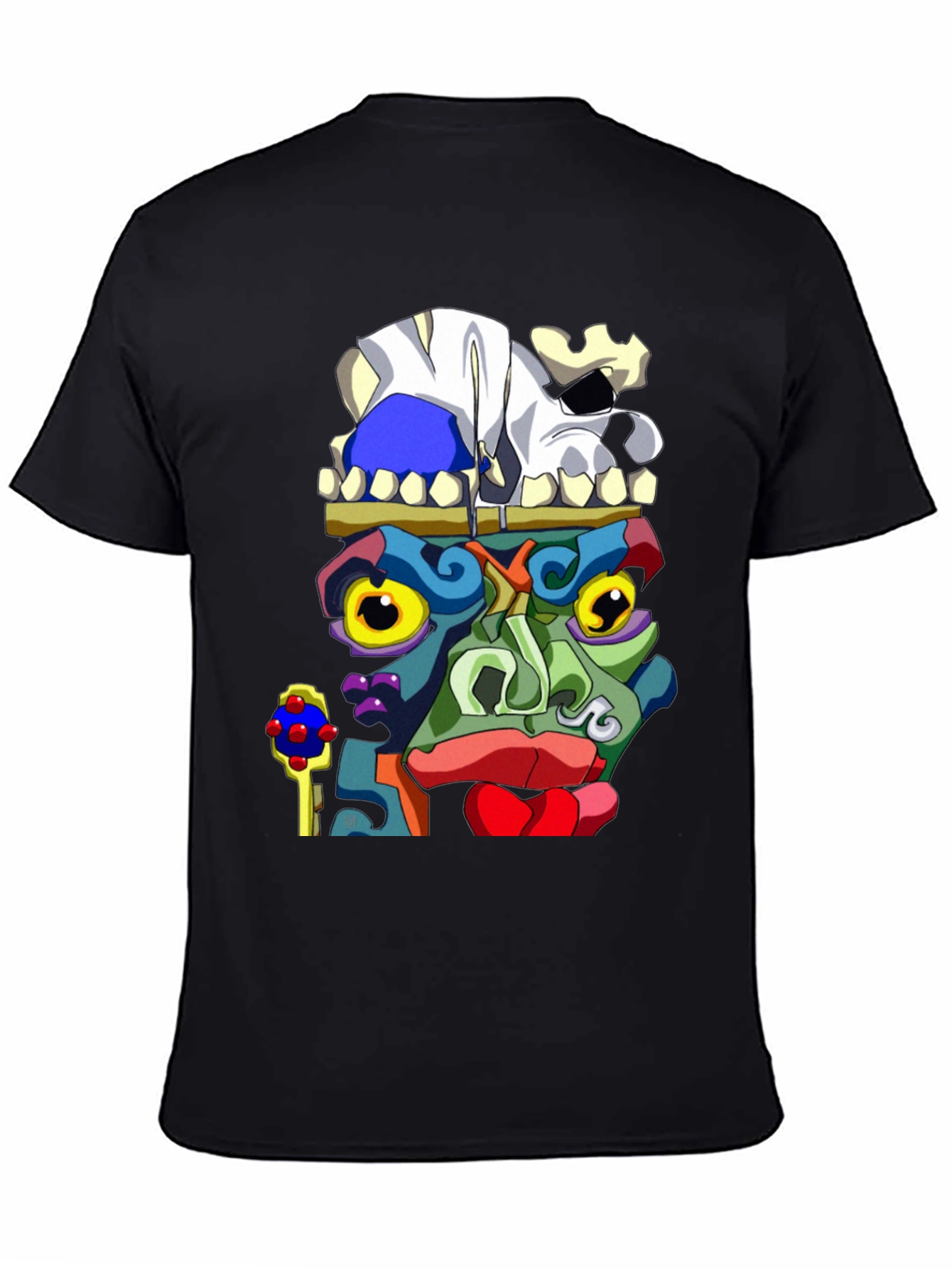 Abstract Face Graphic Black T-Shirt