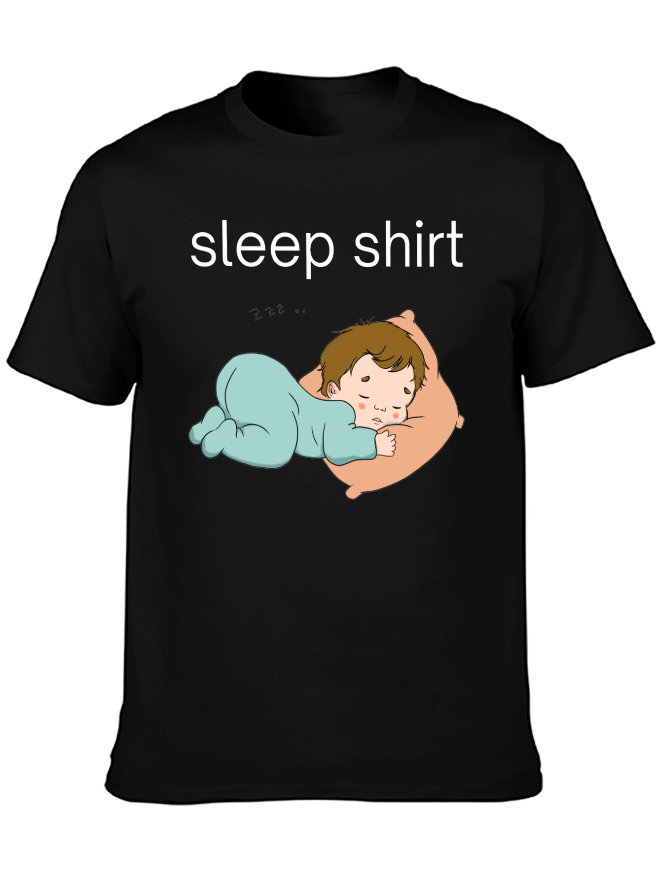 Sleep Shirt - Black Tee with Sleeping Baby Design