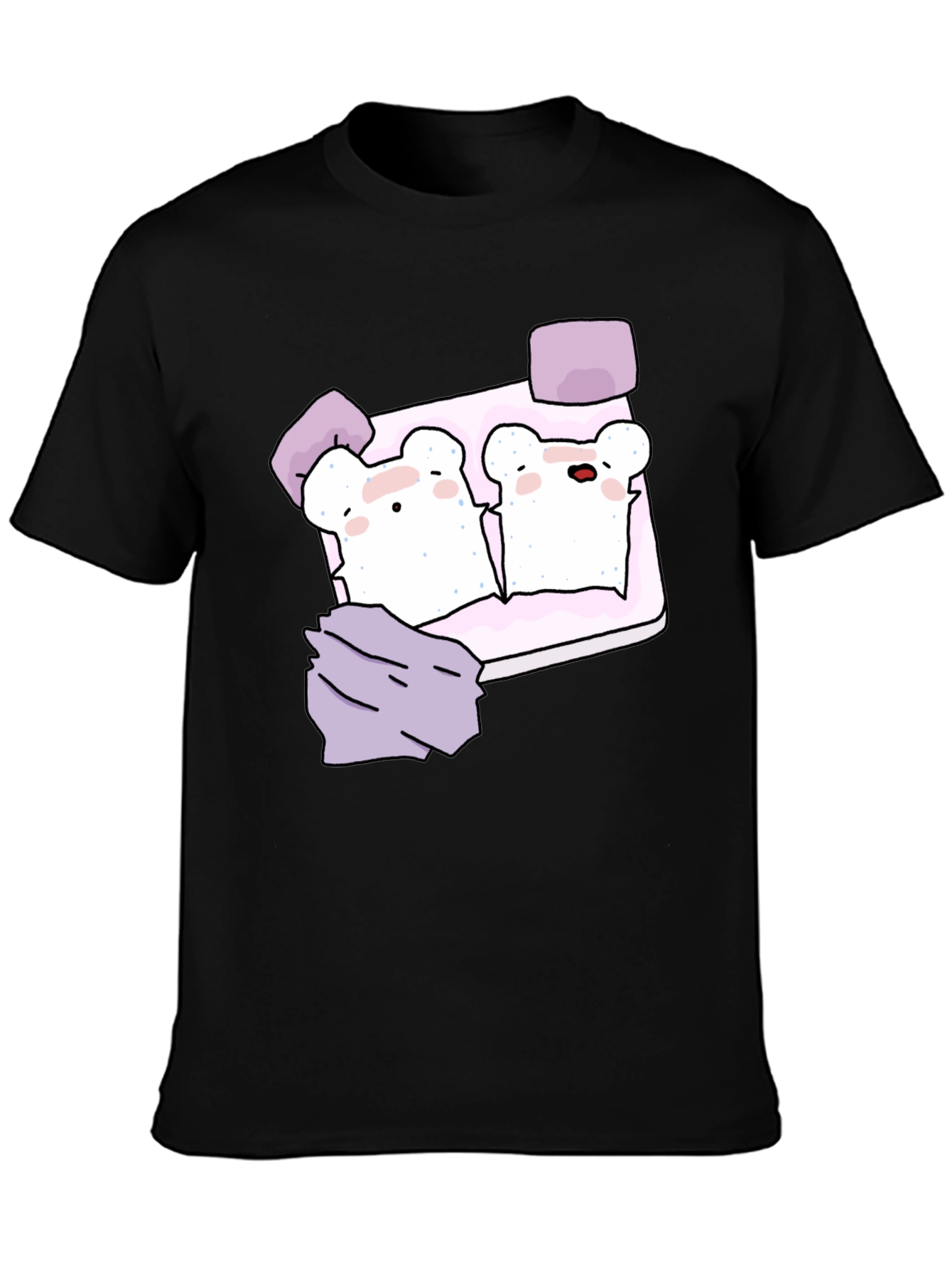 Cute Toast Bed T-Shirt - Sleepy Bears Graphic Tee